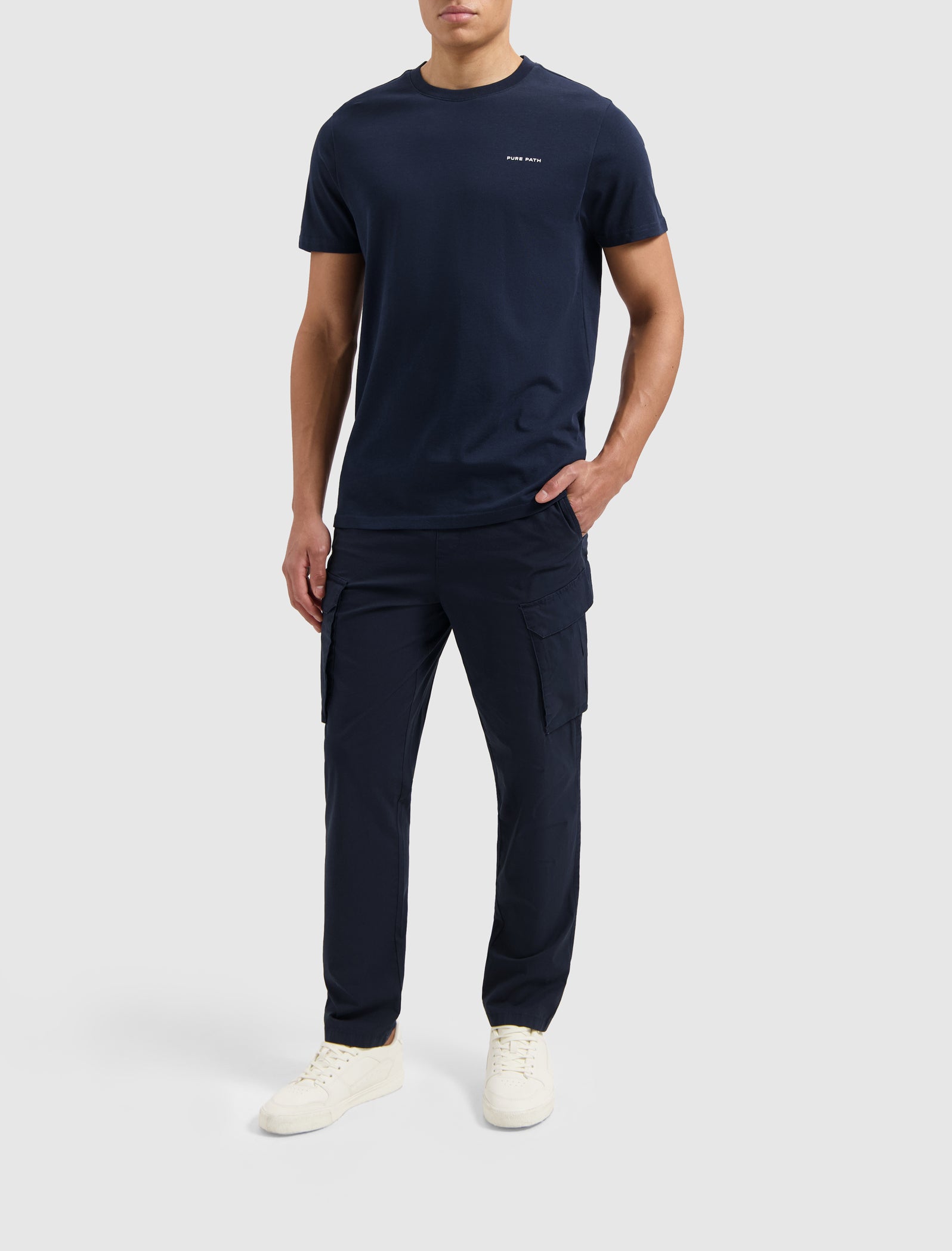 Cotton Stretch Cargo Pants | Navy