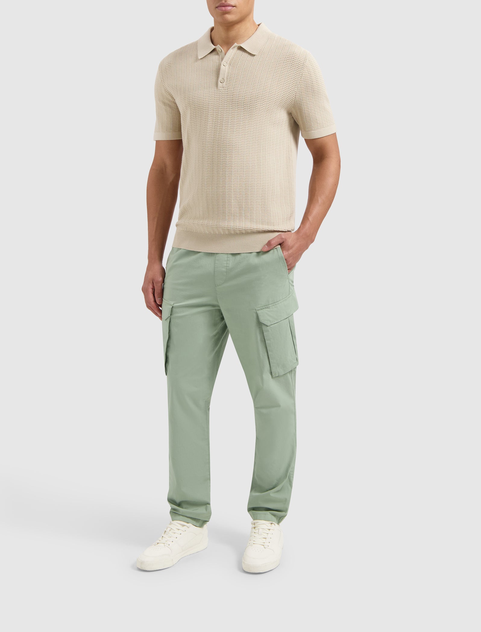 Cotton Stretch Cargo Pants | Army Green