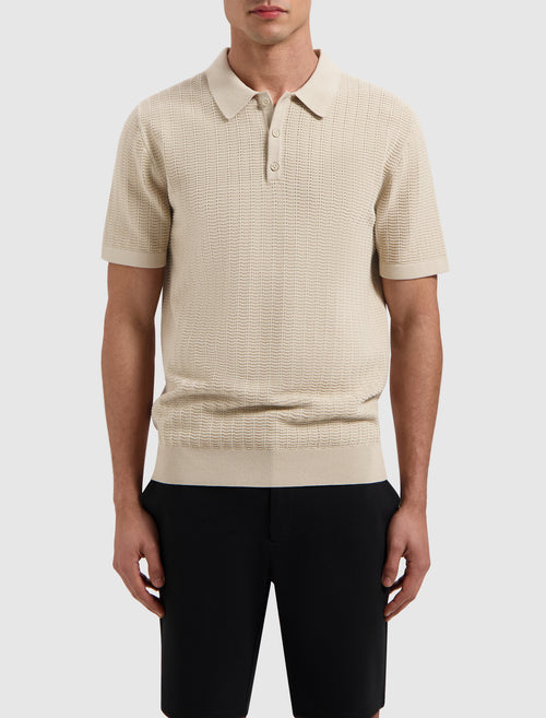 Structured Knitwear Polo | Sand