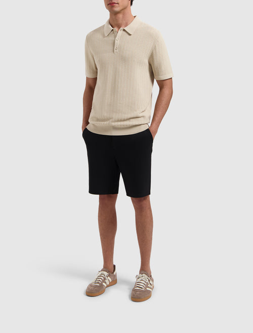Structured Knitwear Polo | Sand