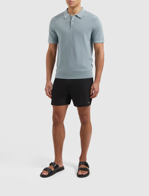Structured Knitwear Polo | Blue Grey