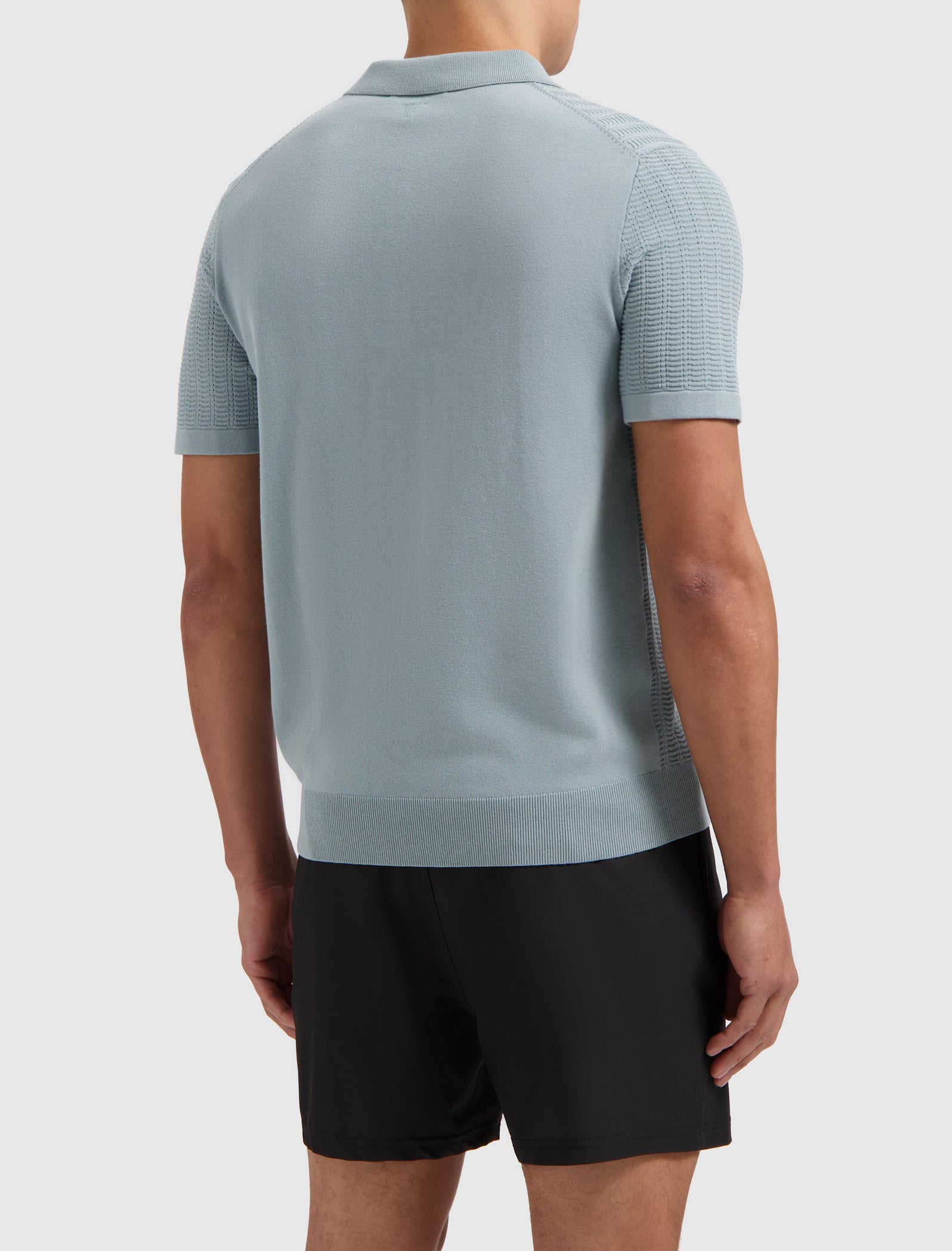 Structured Knitwear Polo | Blue Grey