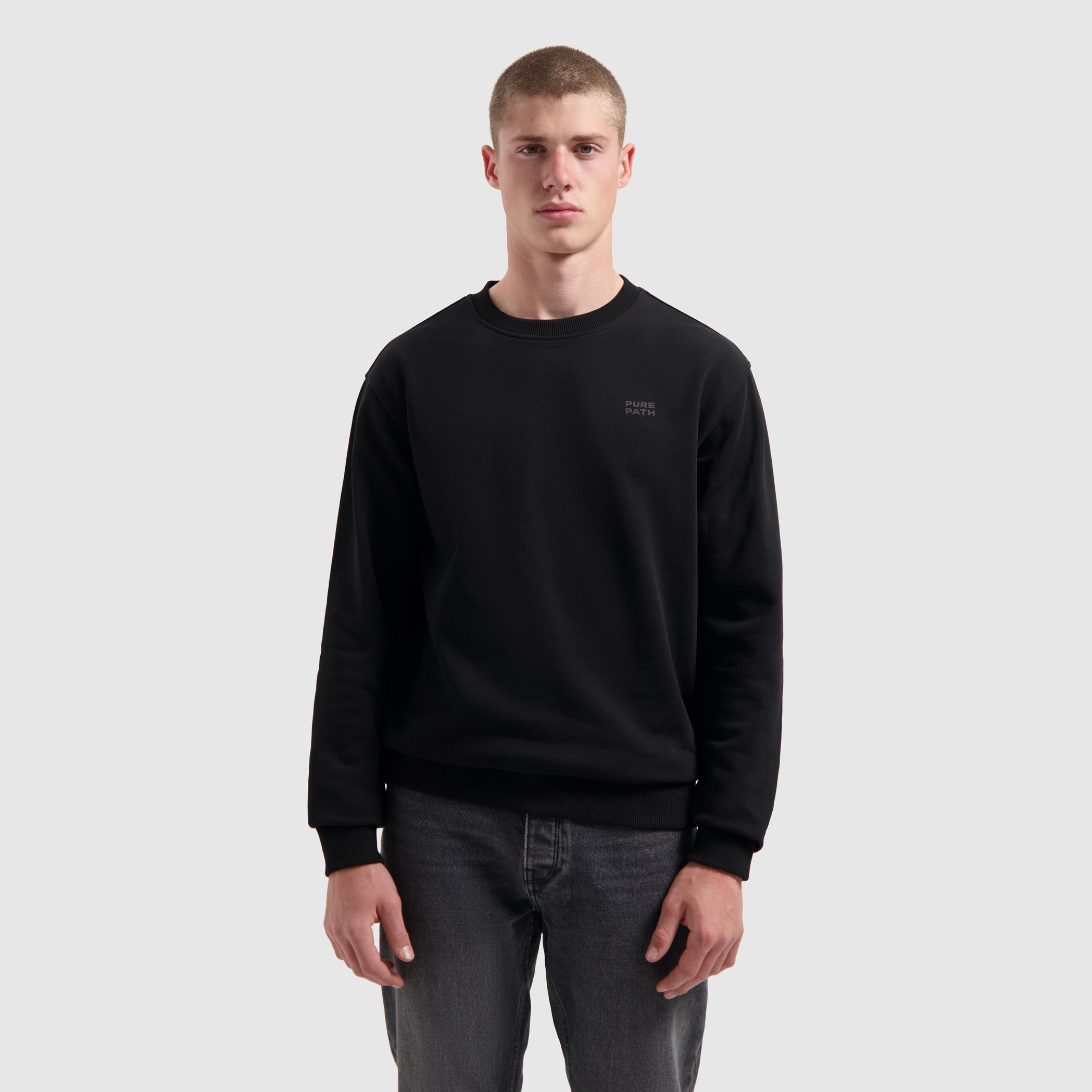 Stacked Logo Sweater | Black