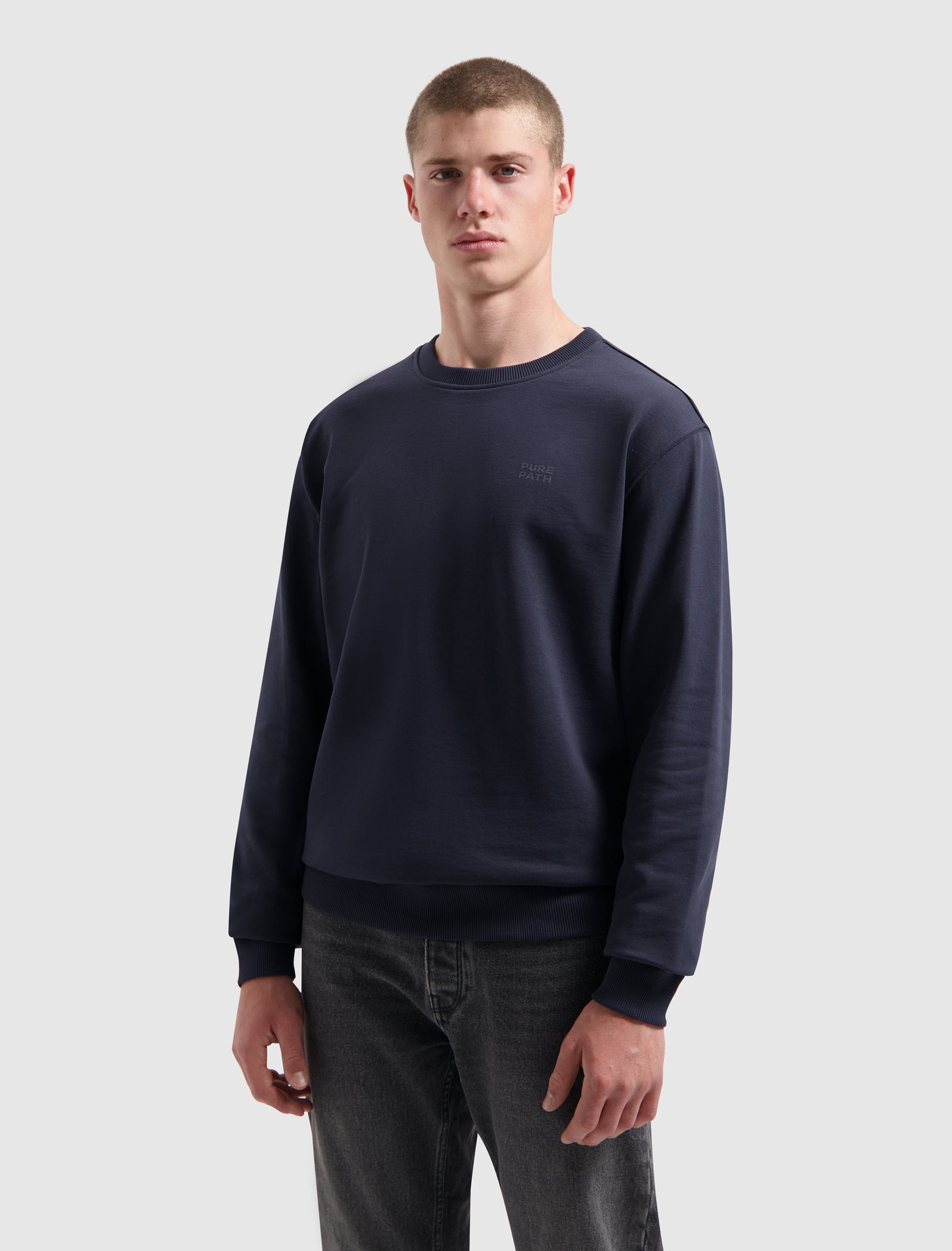 Stacked Logo Sweater | Dark Navy