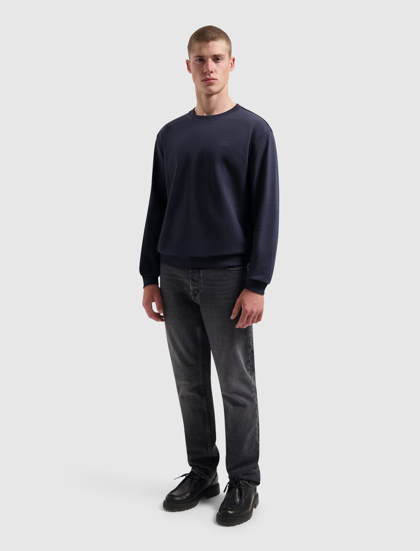Stacked Logo Sweater | Dark Navy