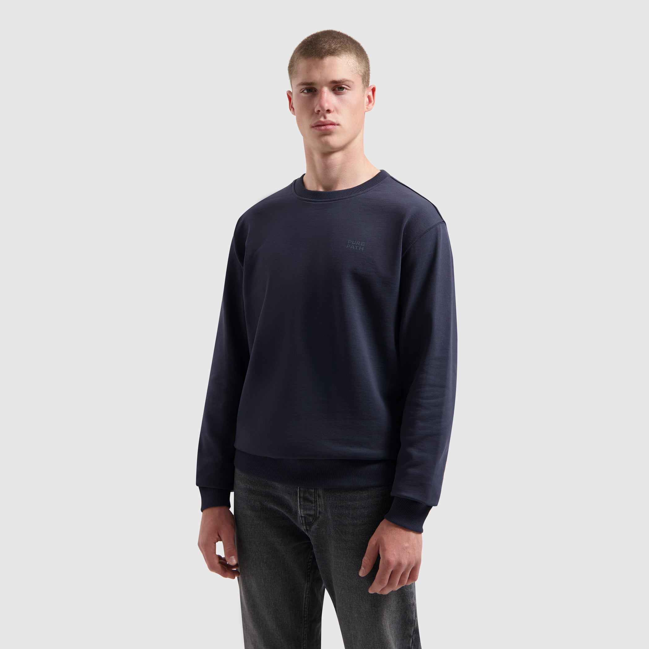 Stacked Logo Sweater | Dark Navy