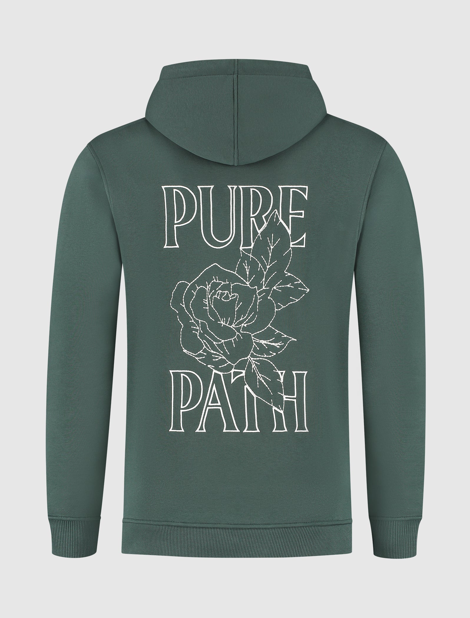 Stitched Floral Hoodie | Dark Green