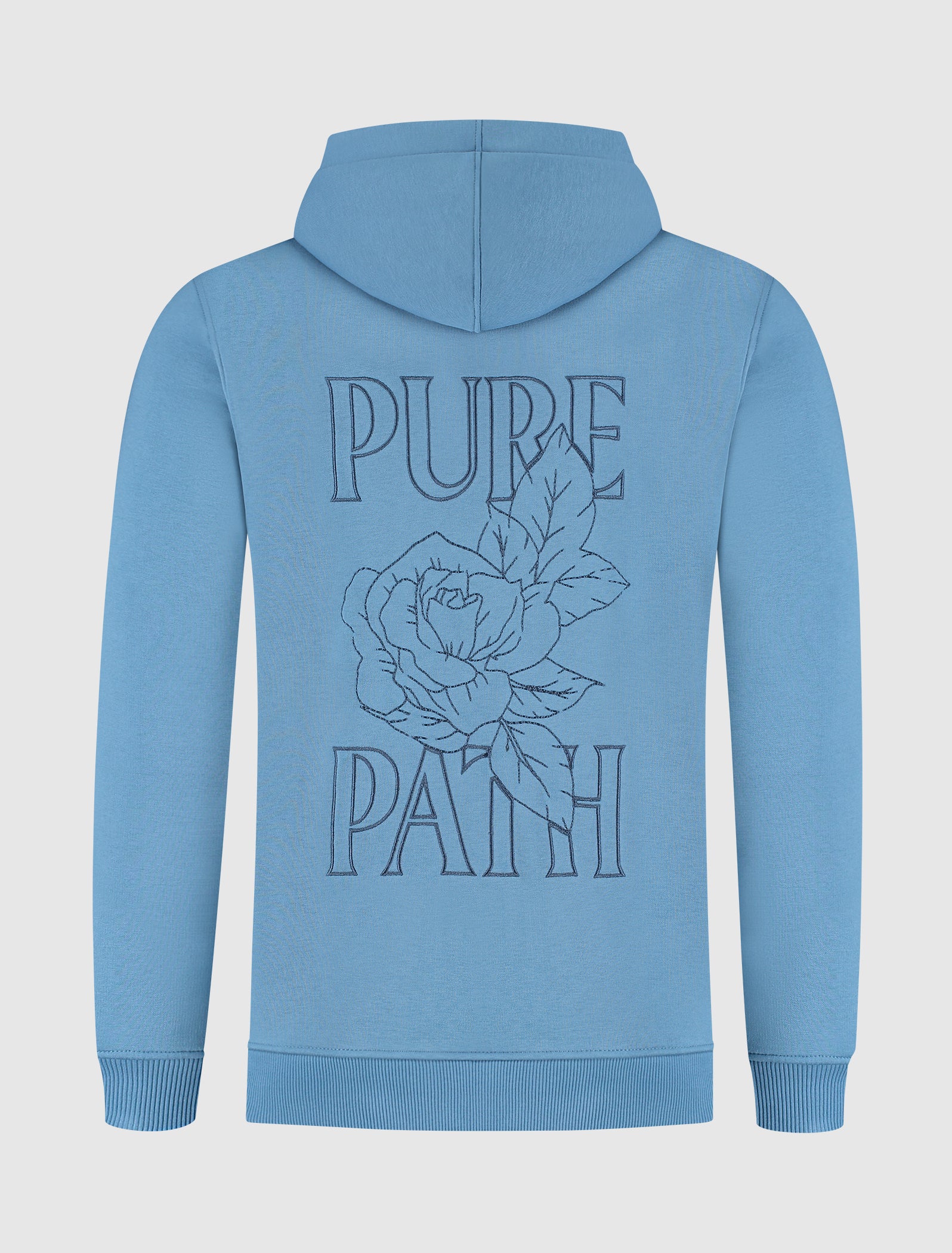 Stitched Floral Hoodie | Blue Grey