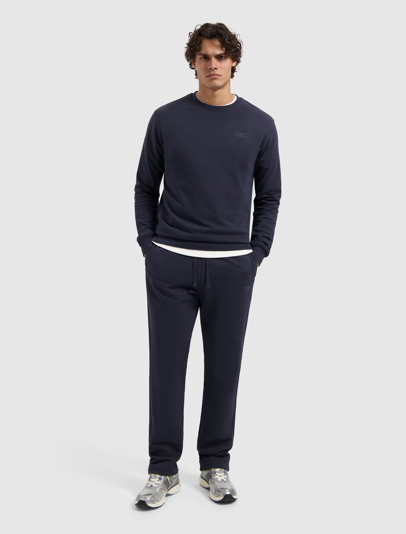 Stacked Logo Sweat Pants | Dark Navy