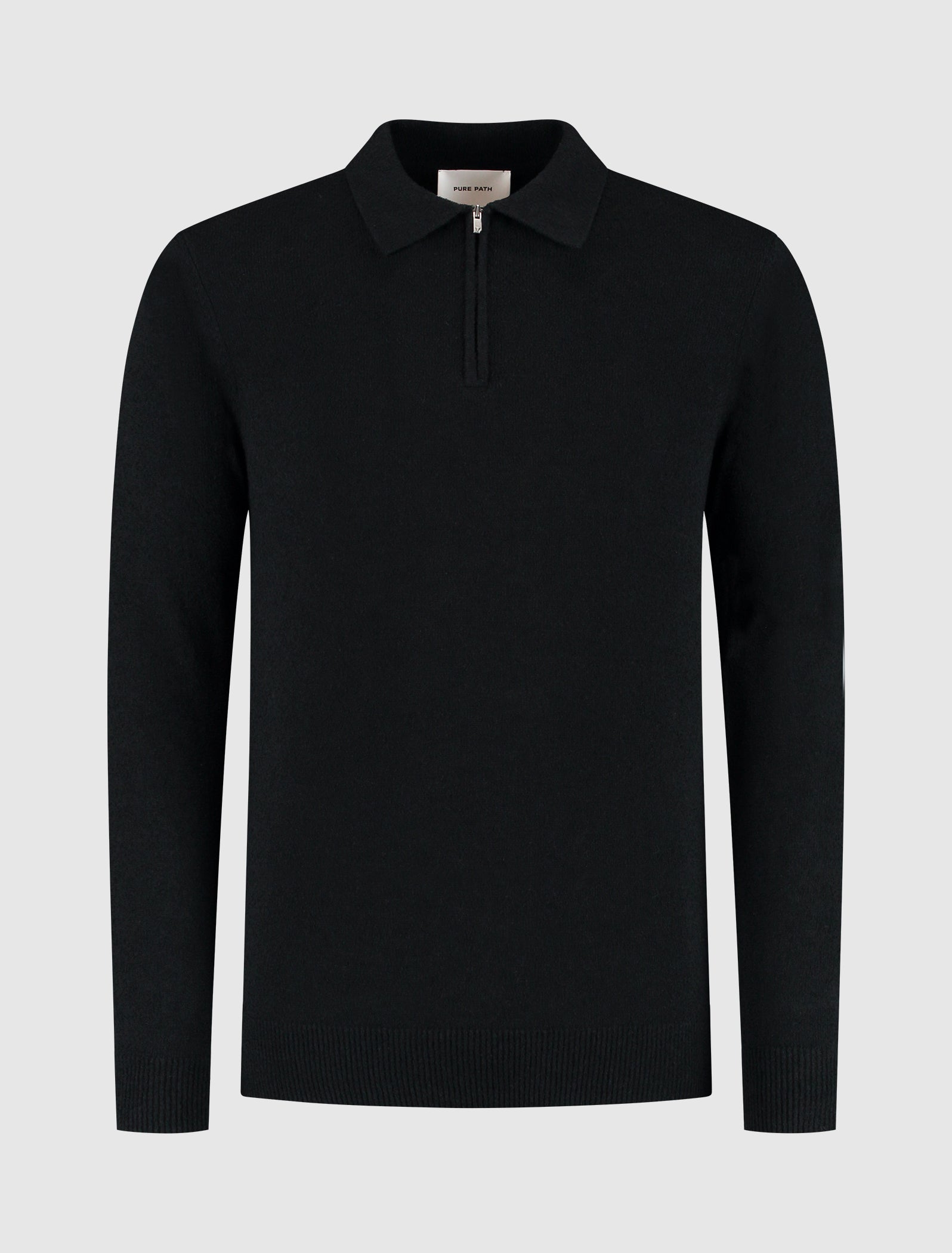 Structure Knit Half-zip Polo | Black