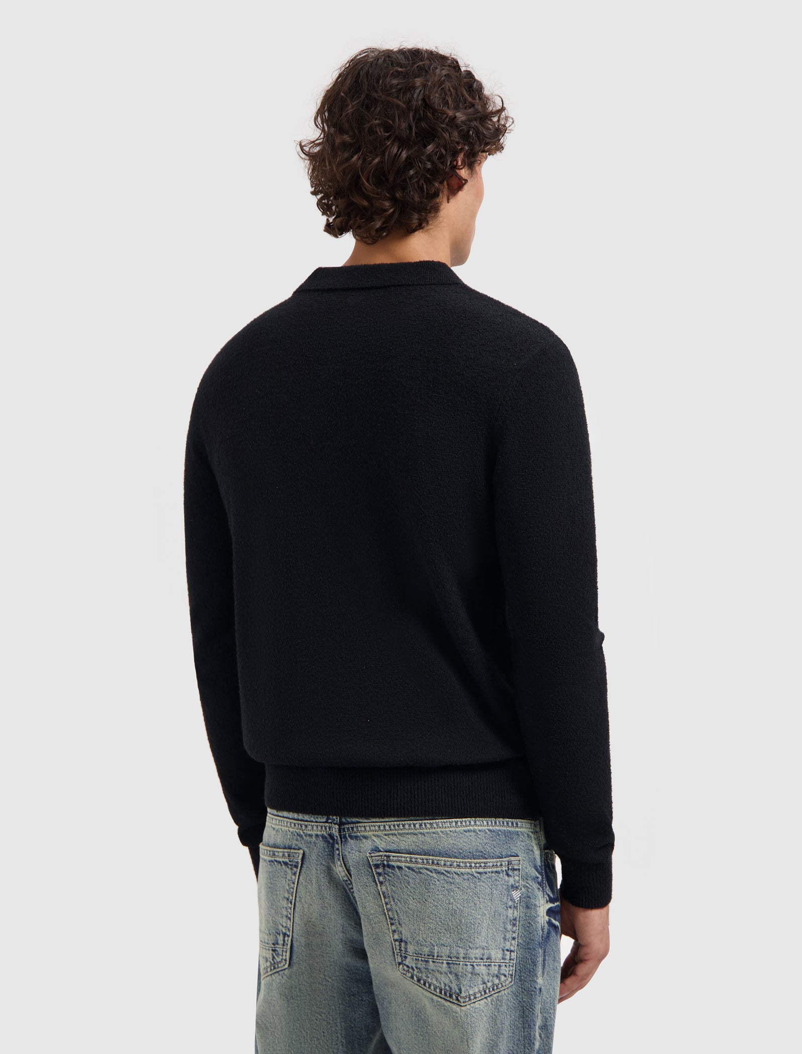 Structure Knit Half-zip Polo | Black