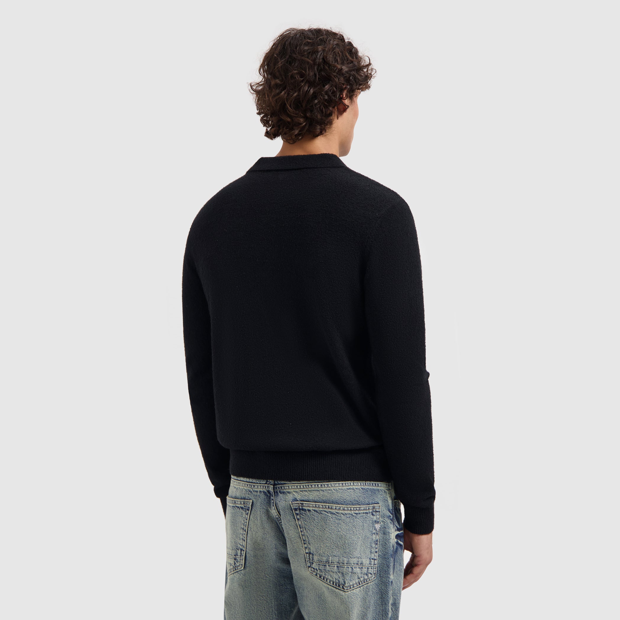 Structure Knit Half-zip Polo | Black