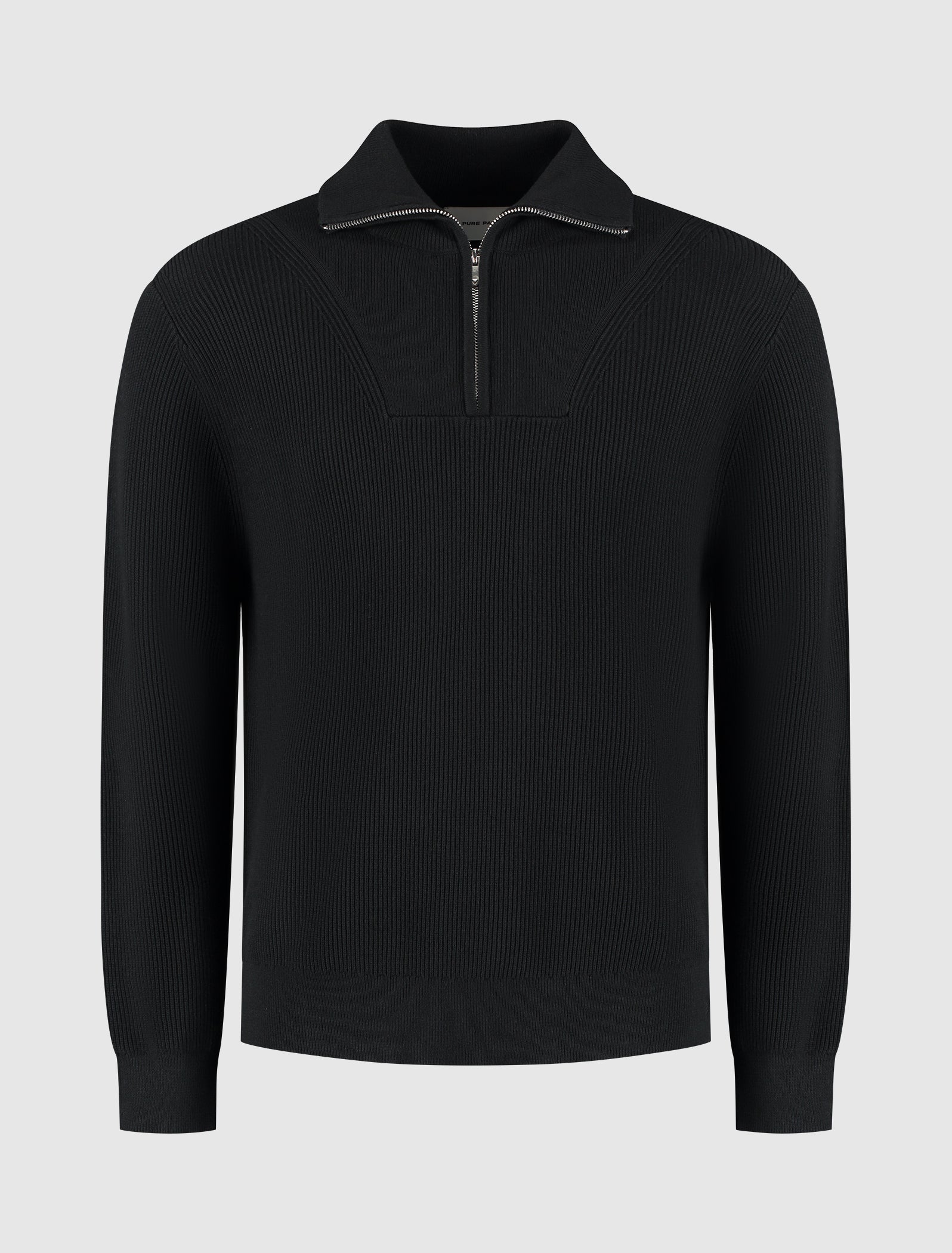 Rib Knit Half-zip Sweater | Black