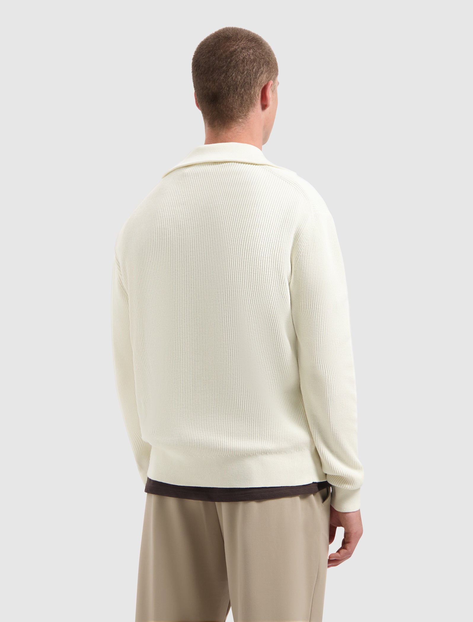 Rib Knit Half-zip Sweater | Off White