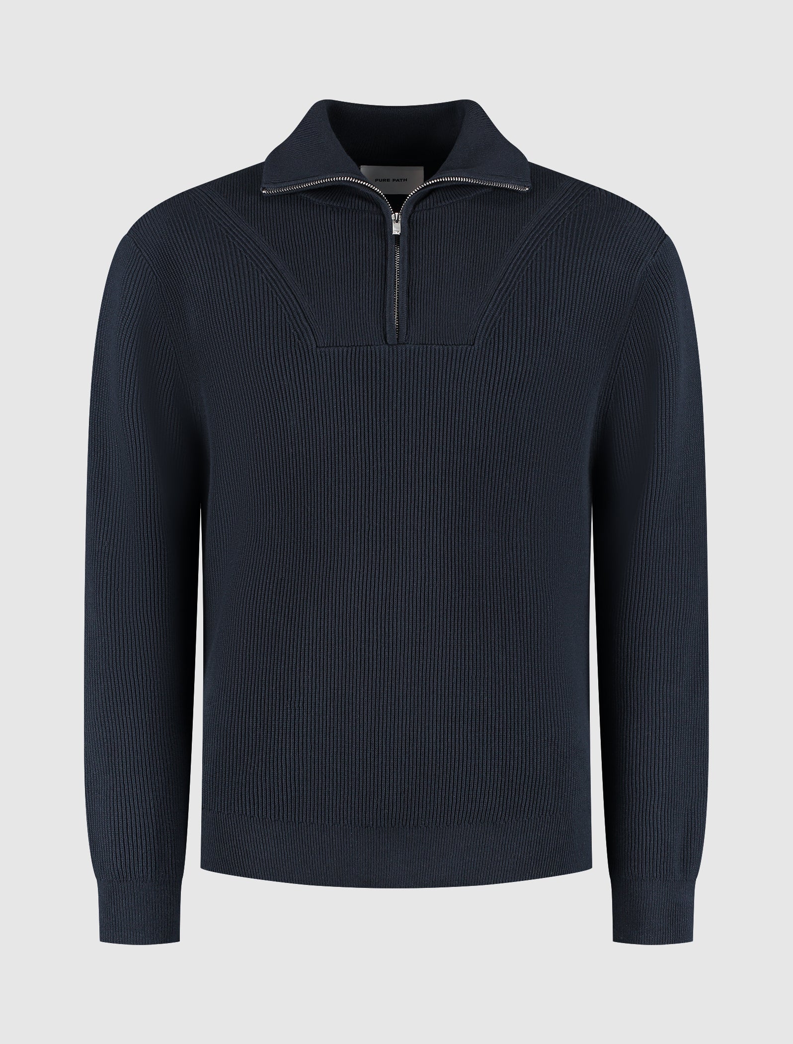 Rib Knit Half-zip Sweater | Dark Navy