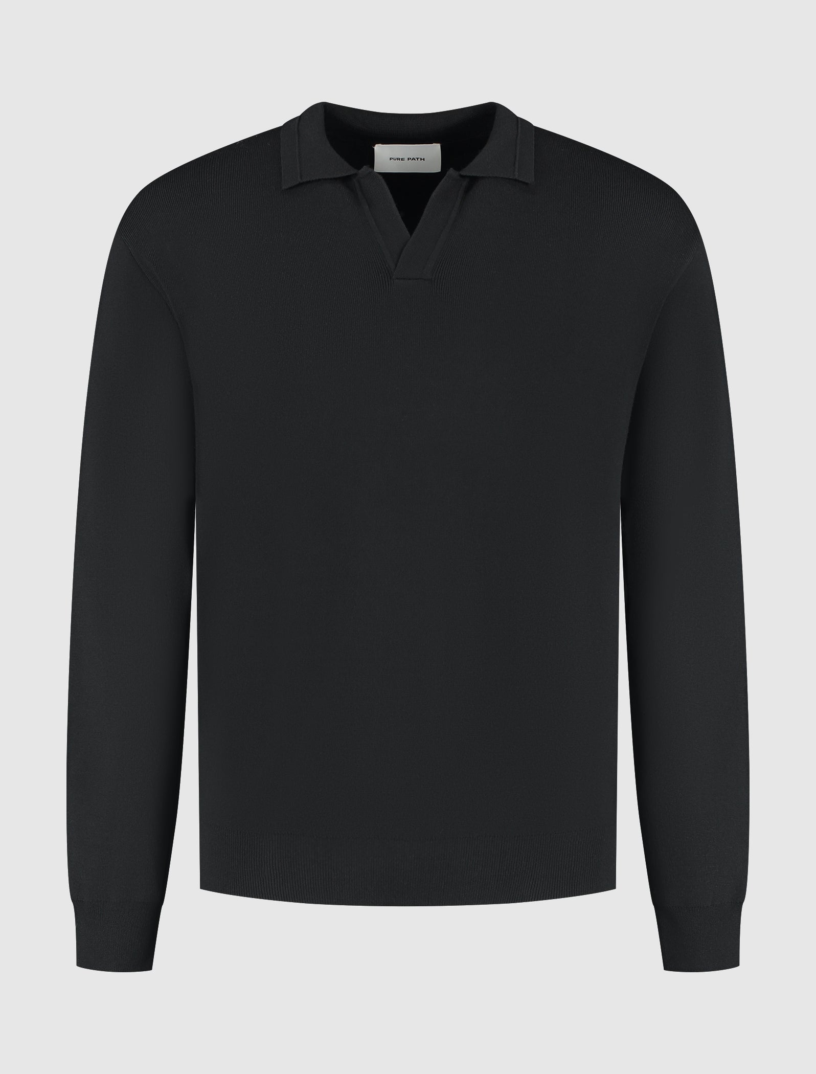 Buttonless Heavy Knit Polo | Black