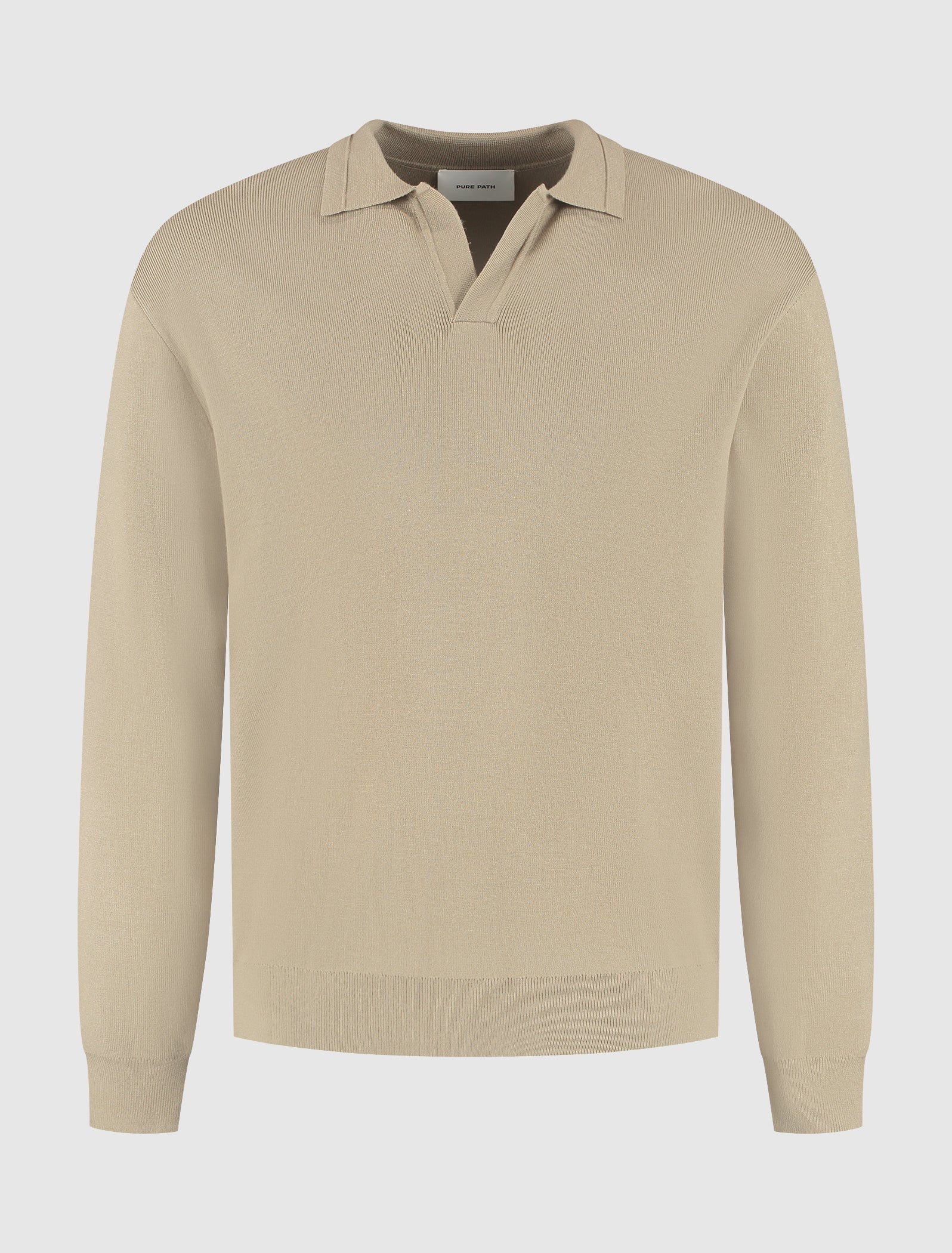 Buttonless Heavy Knit Polo | Taupe