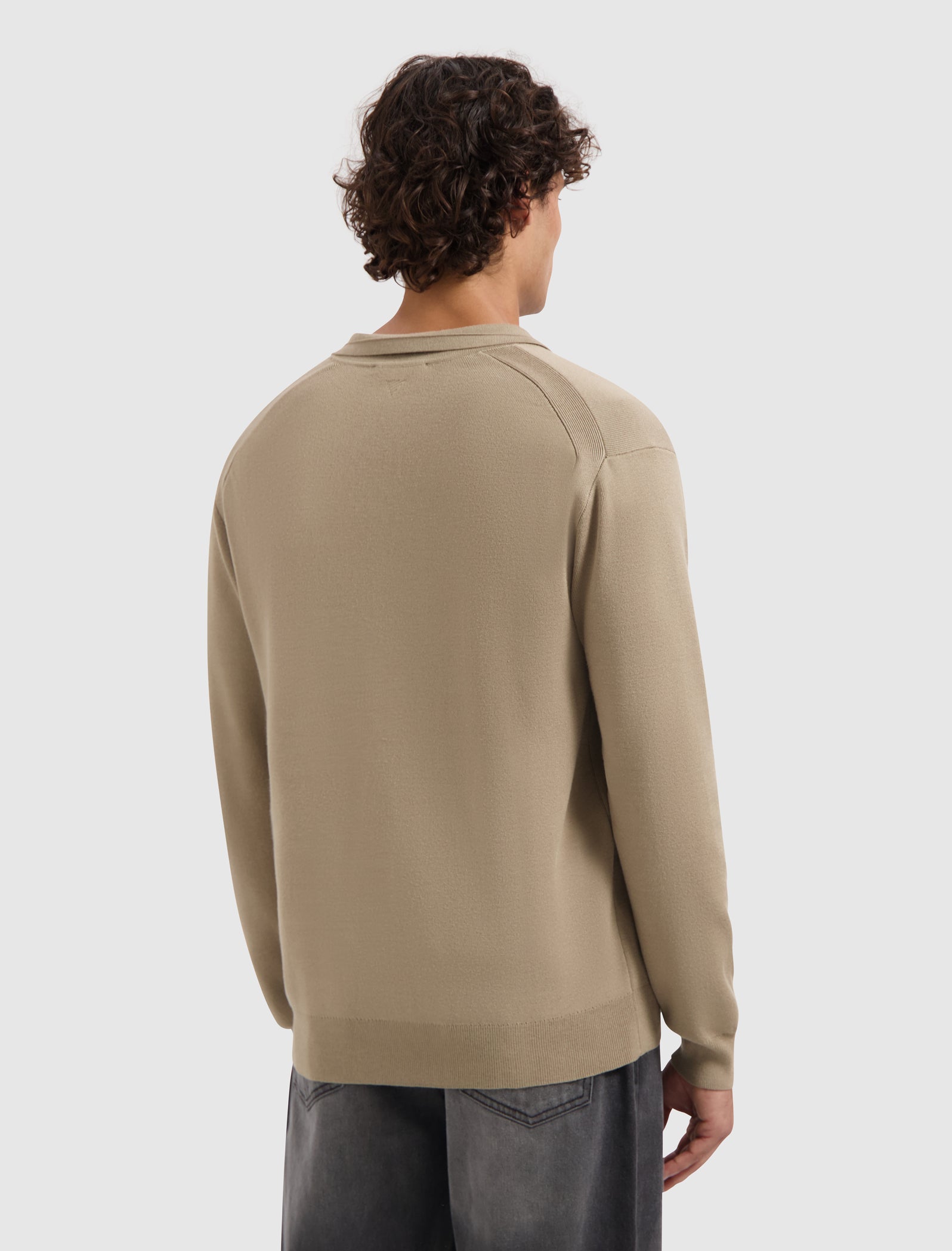 Buttonless Heavy Knit Polo | Taupe