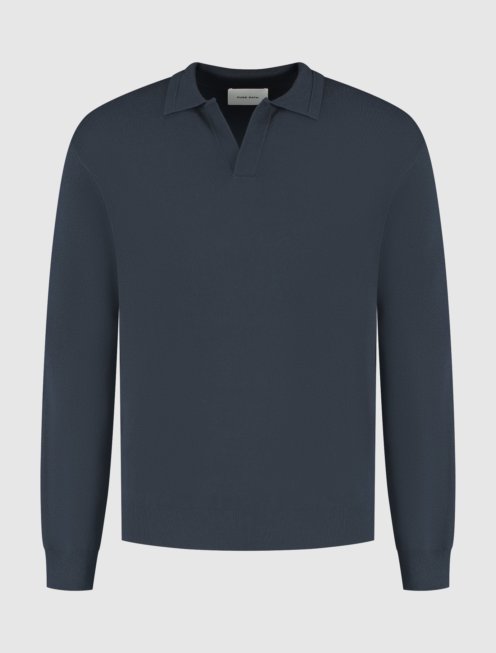Buttonless Heavy Knit Polo | Dark Navy