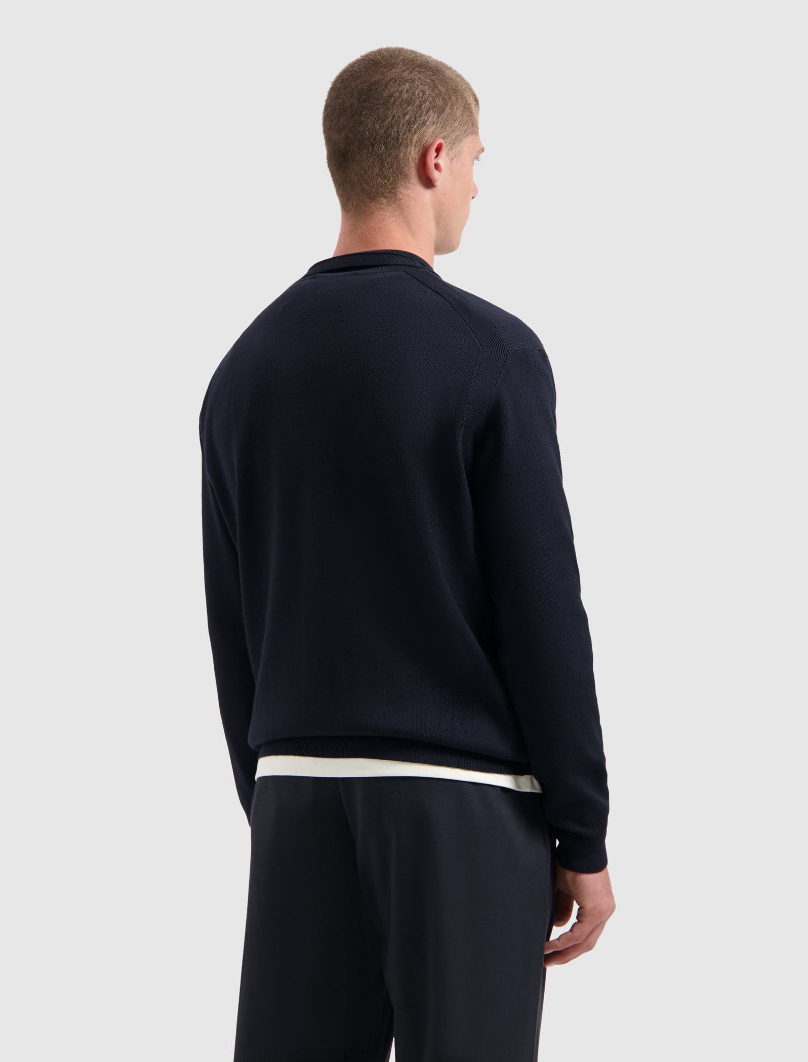 Buttonless Heavy Knit Polo | Dark Navy
