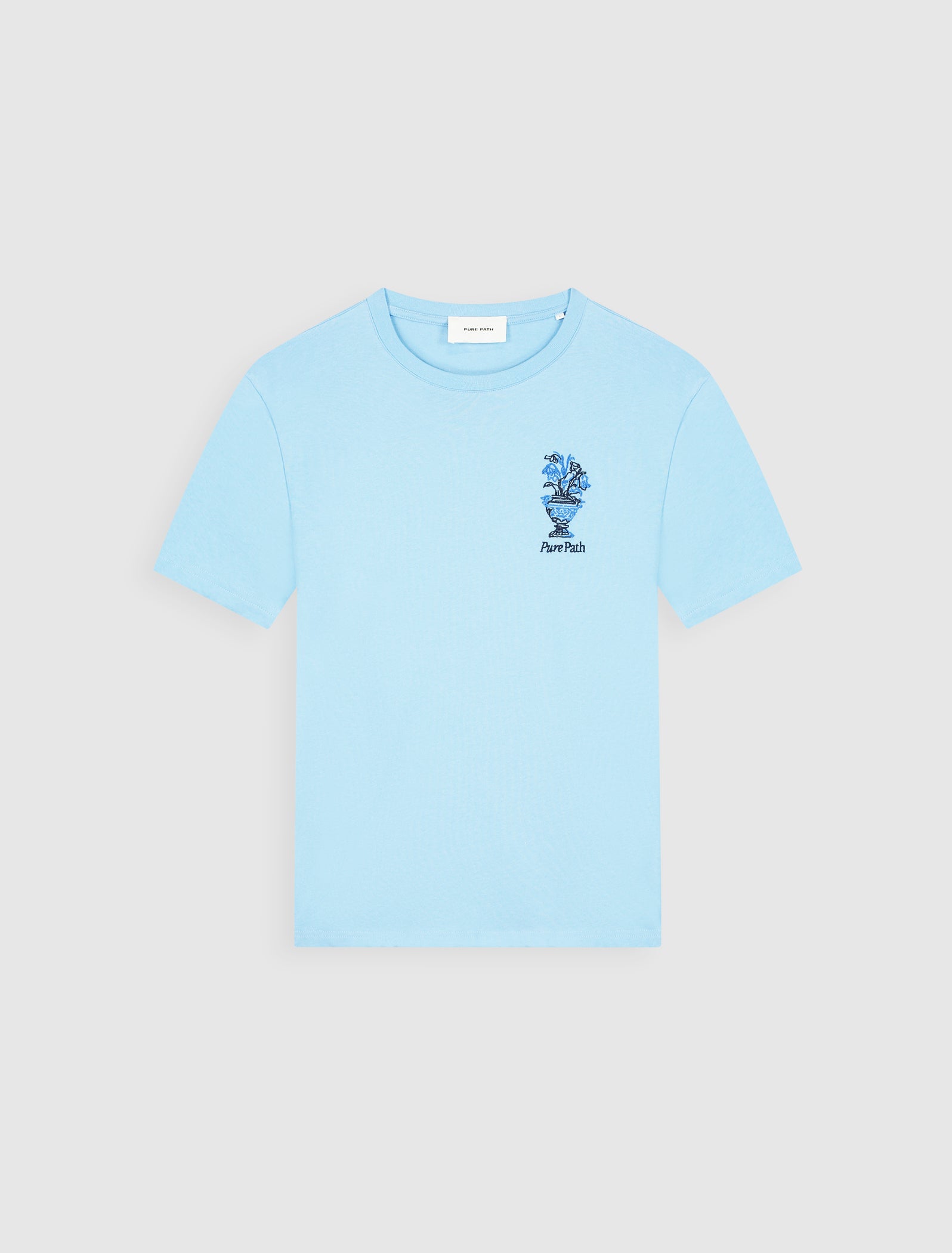 Embroidered Vase T-shirt | Sky Blue