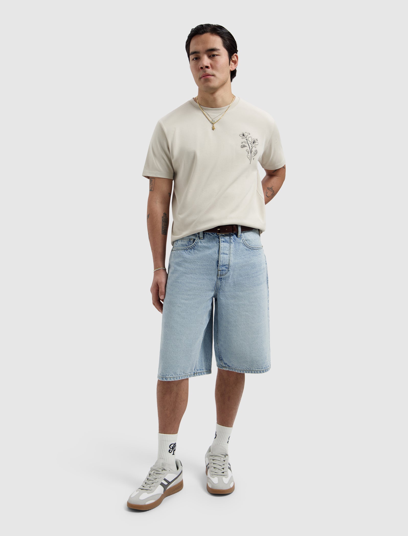 Embroidered Flower T-shirt | Sand