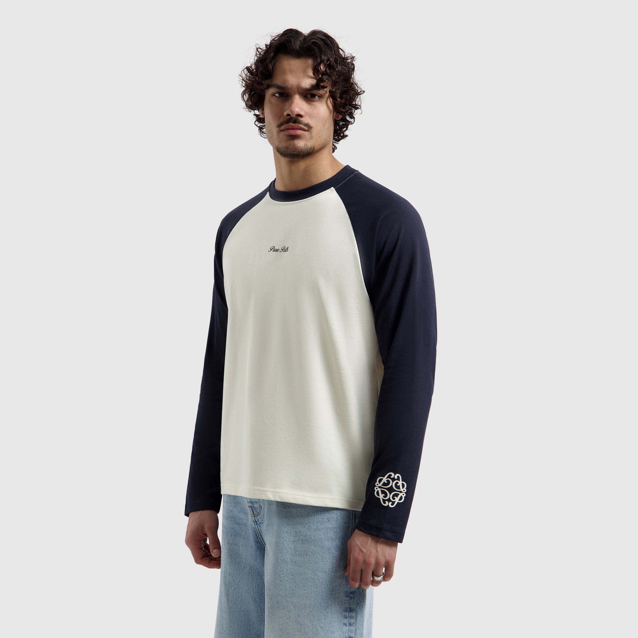 Two-tone Society Longsleeve T-shirt | Ecru