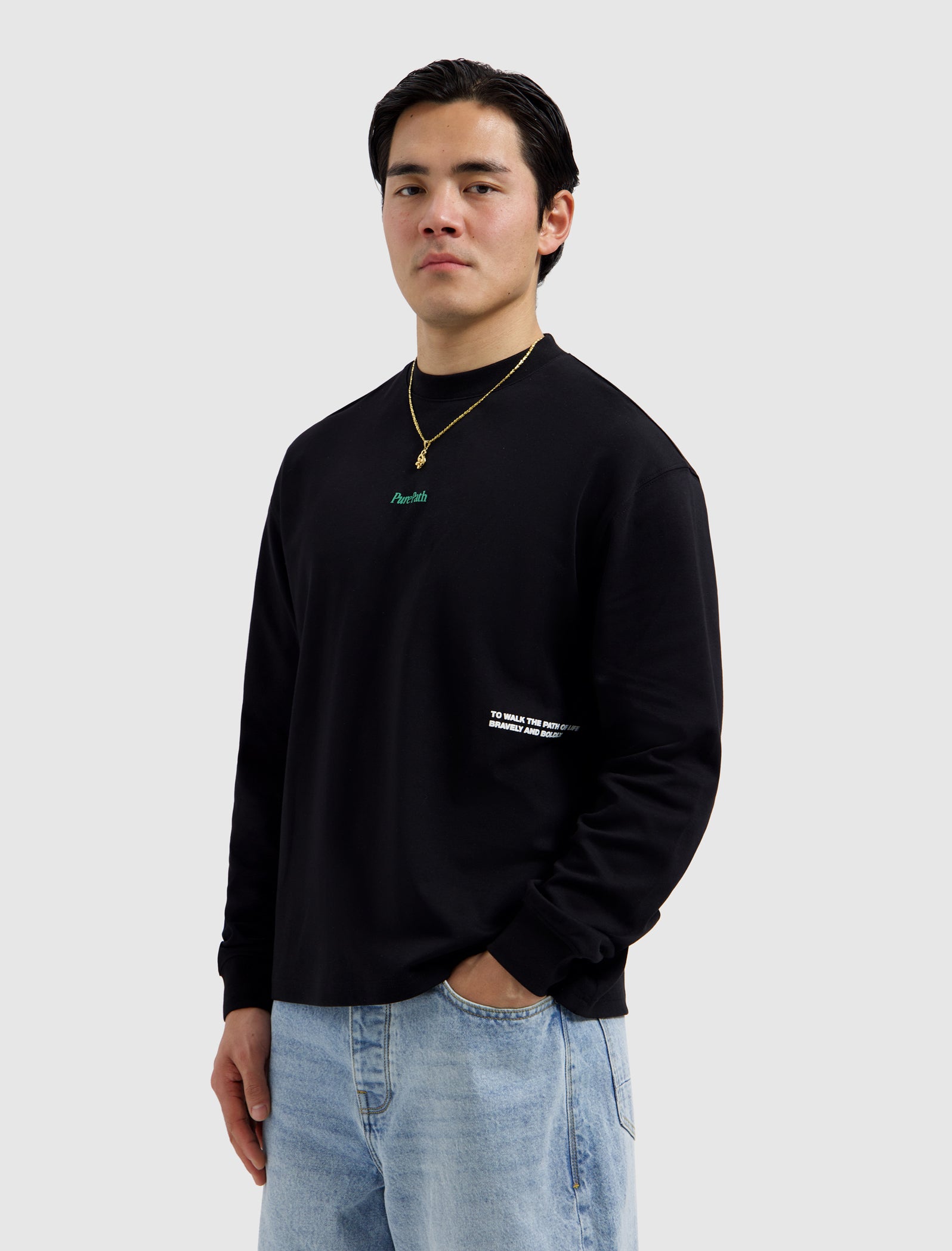 Mirror Logo Longsleeve T-shirt | Black