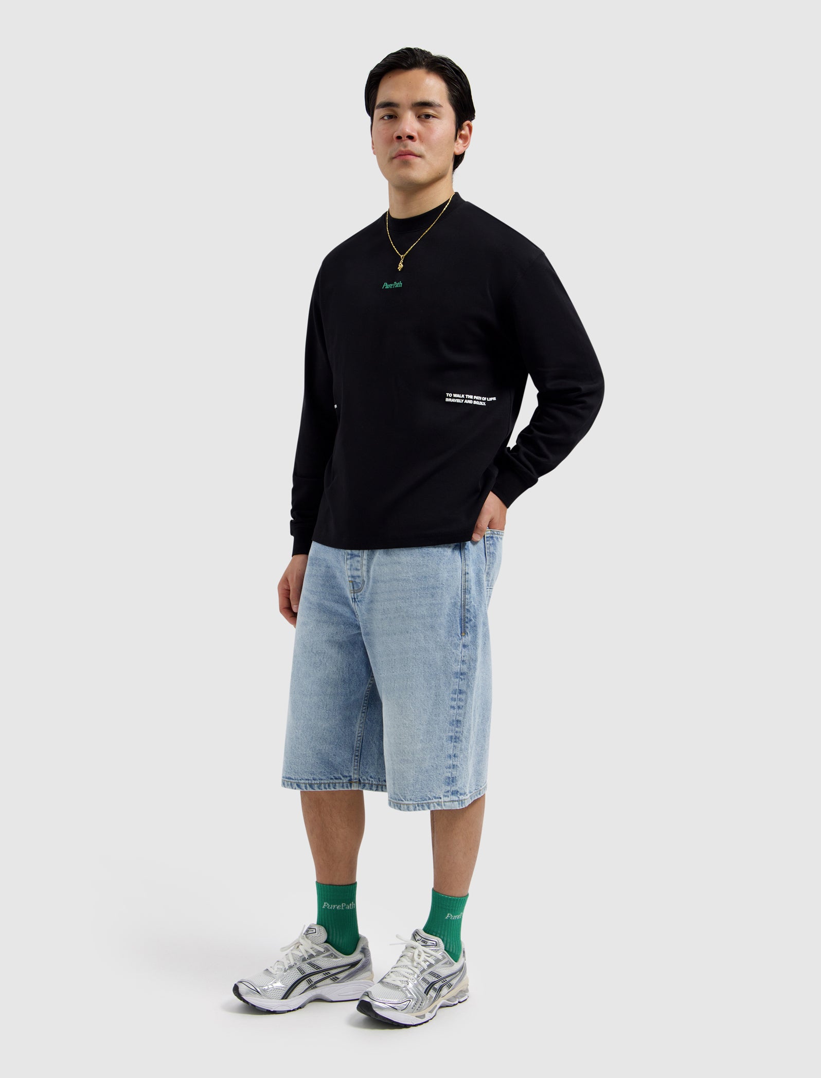 Mirror Logo Longsleeve T-shirt | Black