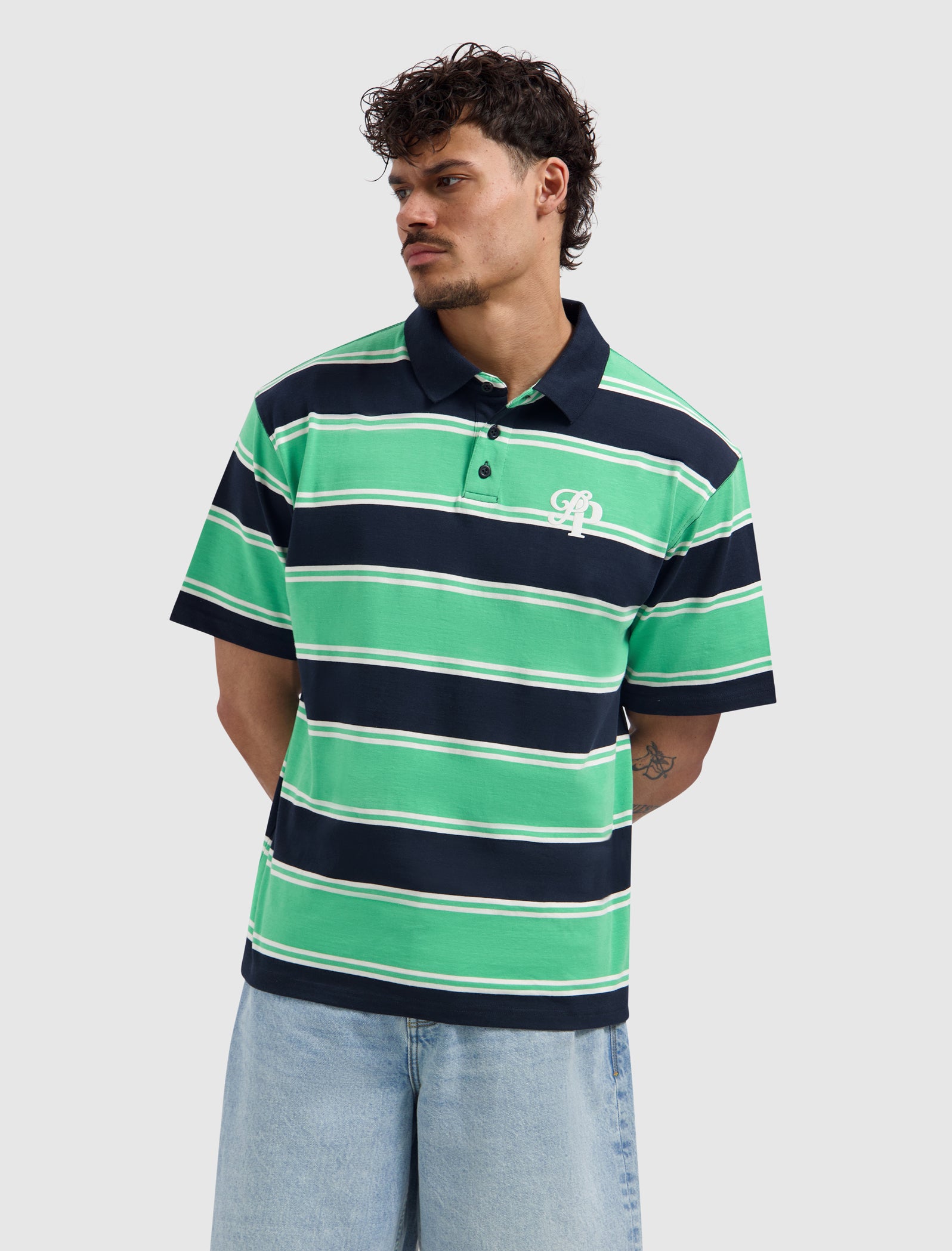 Striped Essence Of Life Polo | Emerald