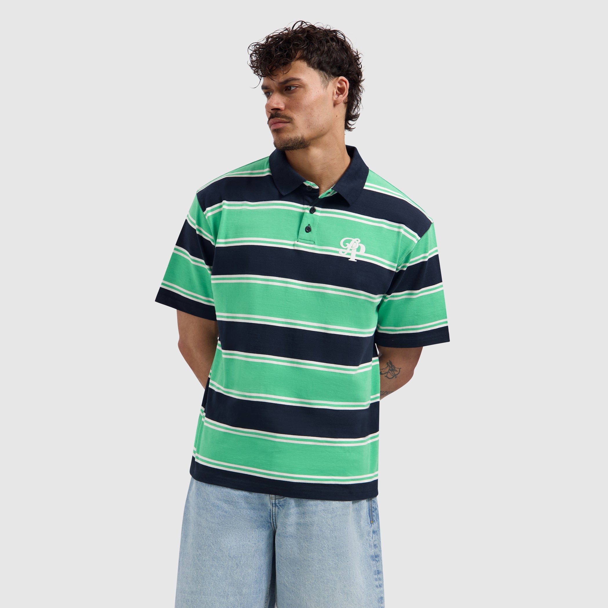 Striped Essence Of Life Polo | Emerald
