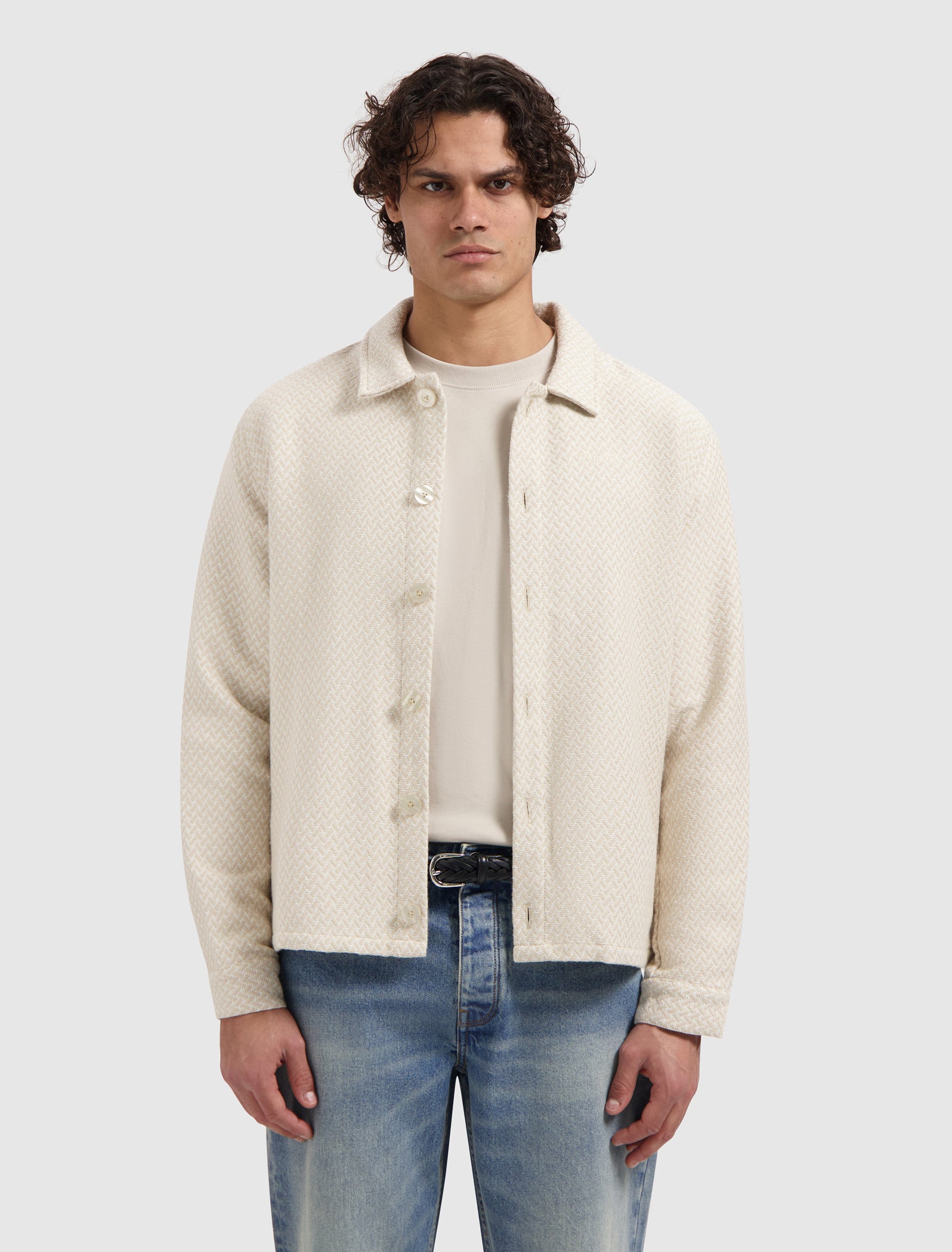 Two-tone Jacquard Overshirt | Sand