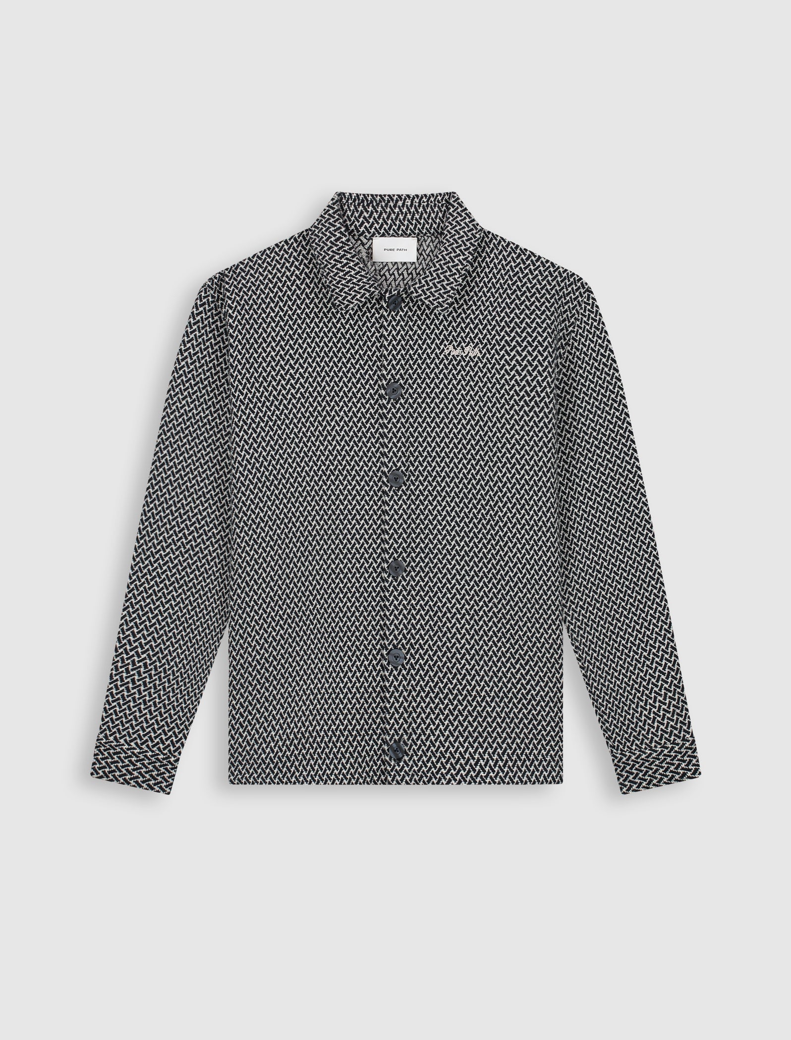 Two-tone Jacquard Overshirt | Dark Navy