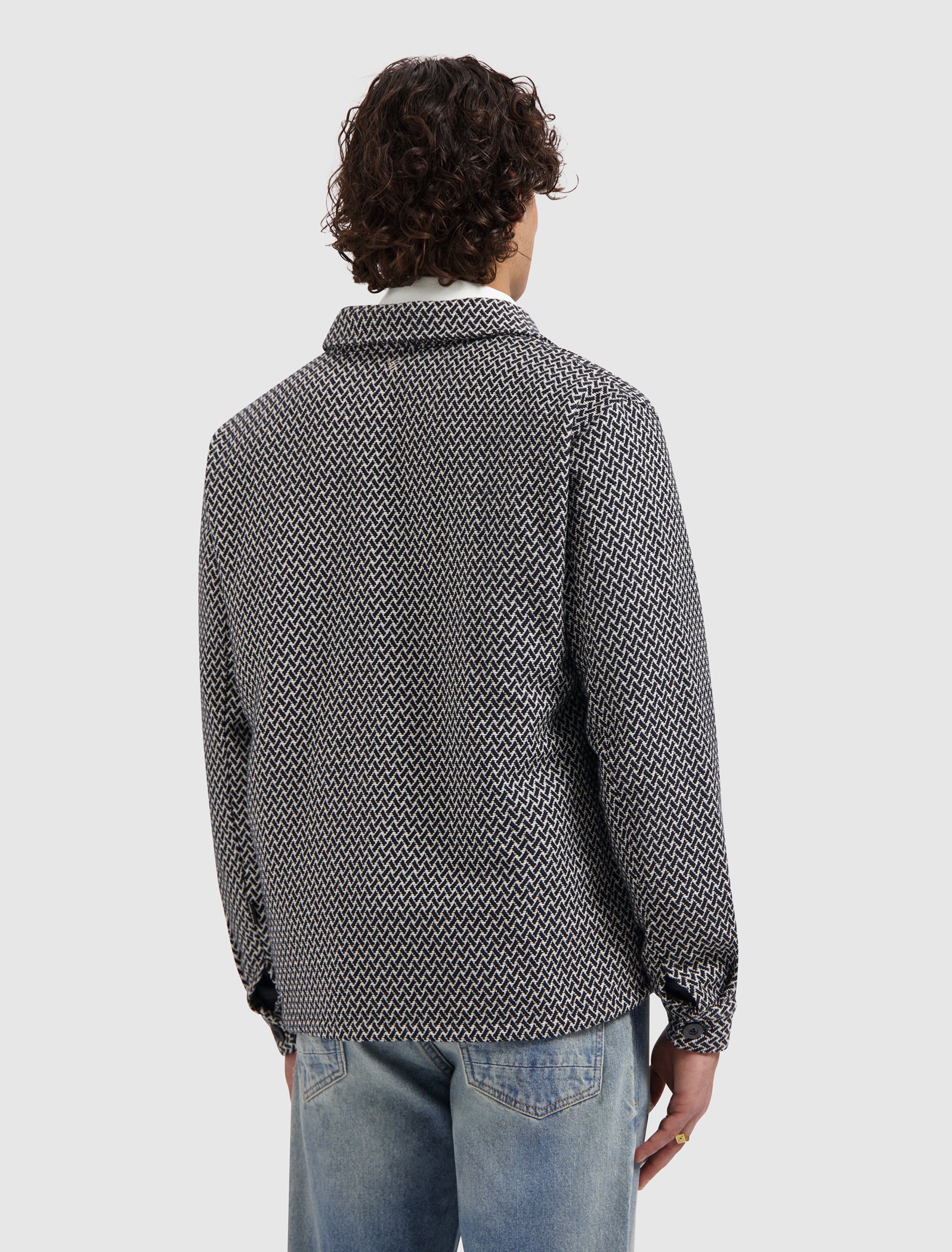 Two-tone Jacquard Overshirt | Dark Navy