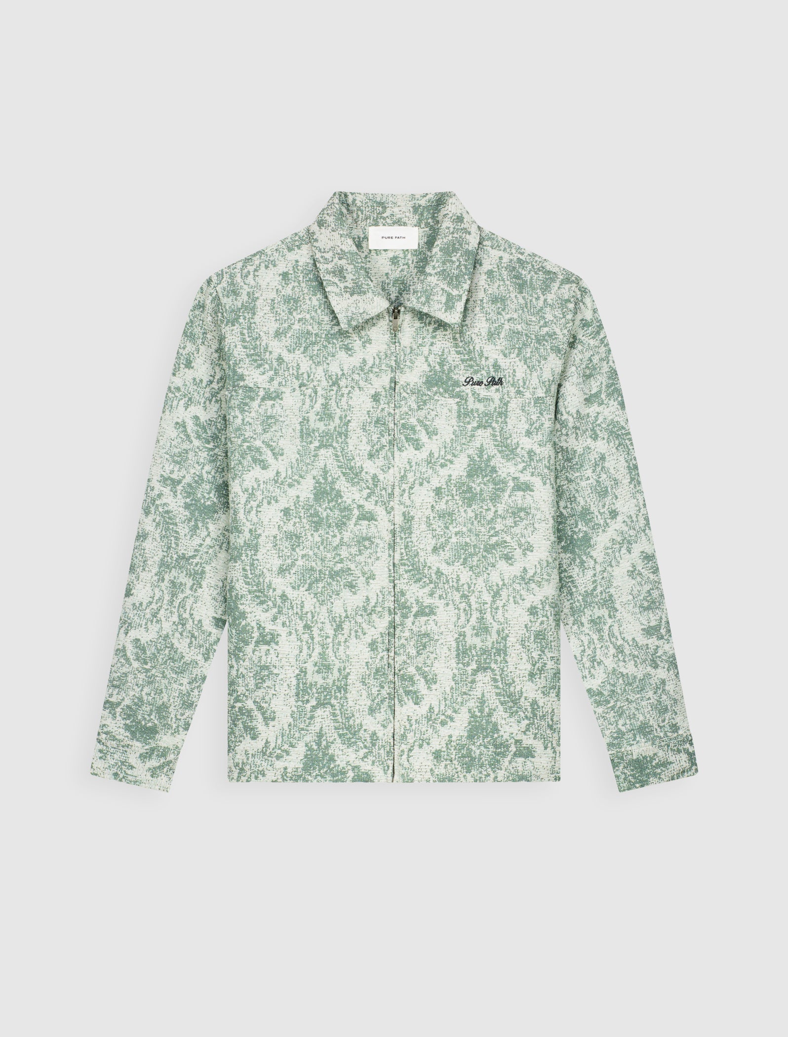 Jacquard Flower Full-zip Overshirt | Mint