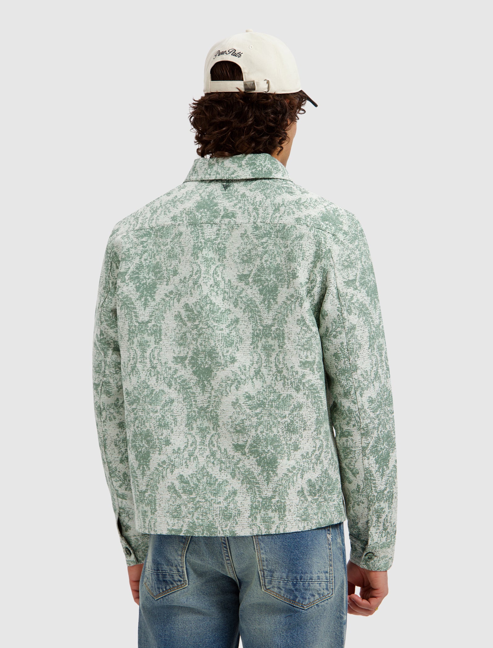 Jacquard Flower Full-zip Overshirt | Mint