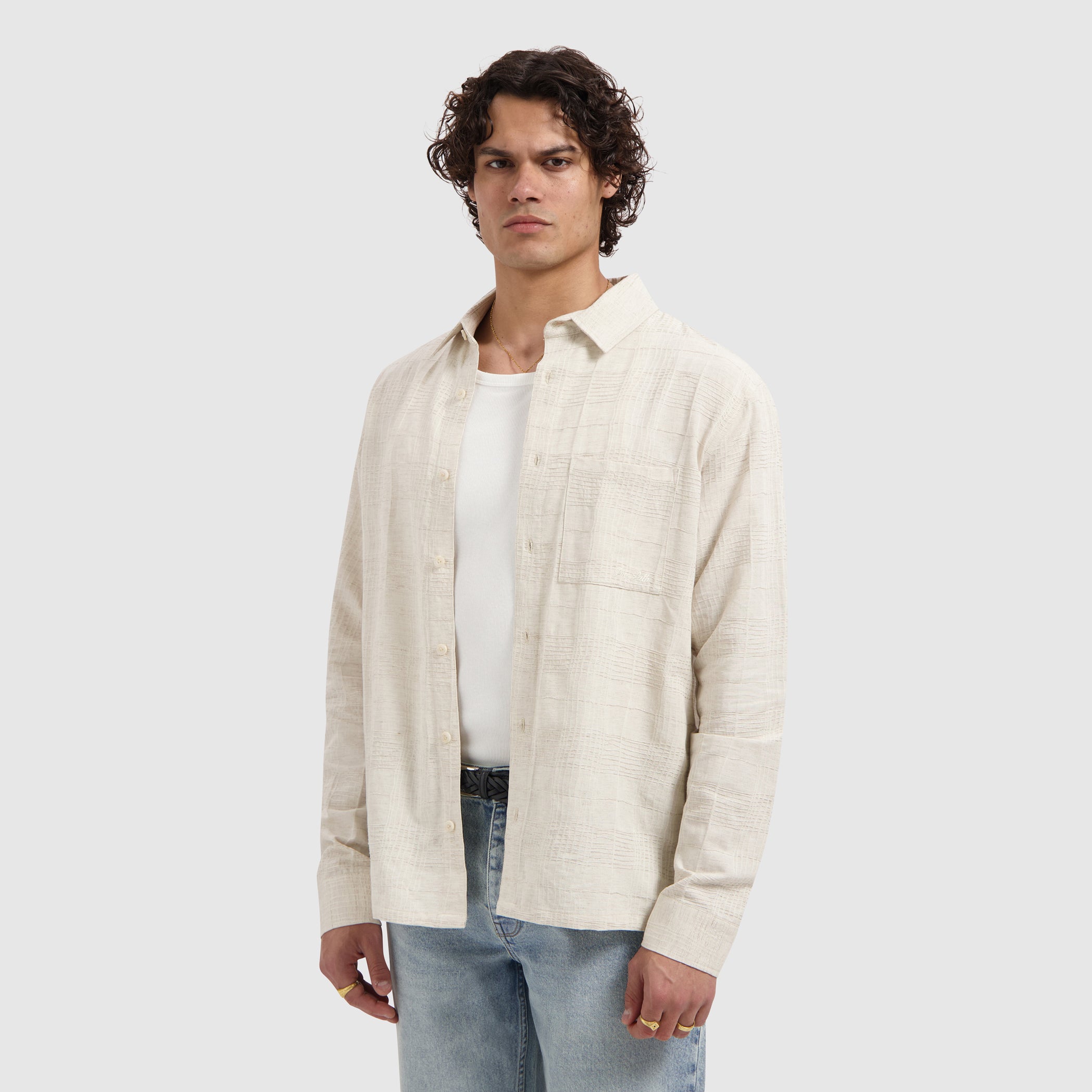 Structured Check Shirts | Ecru