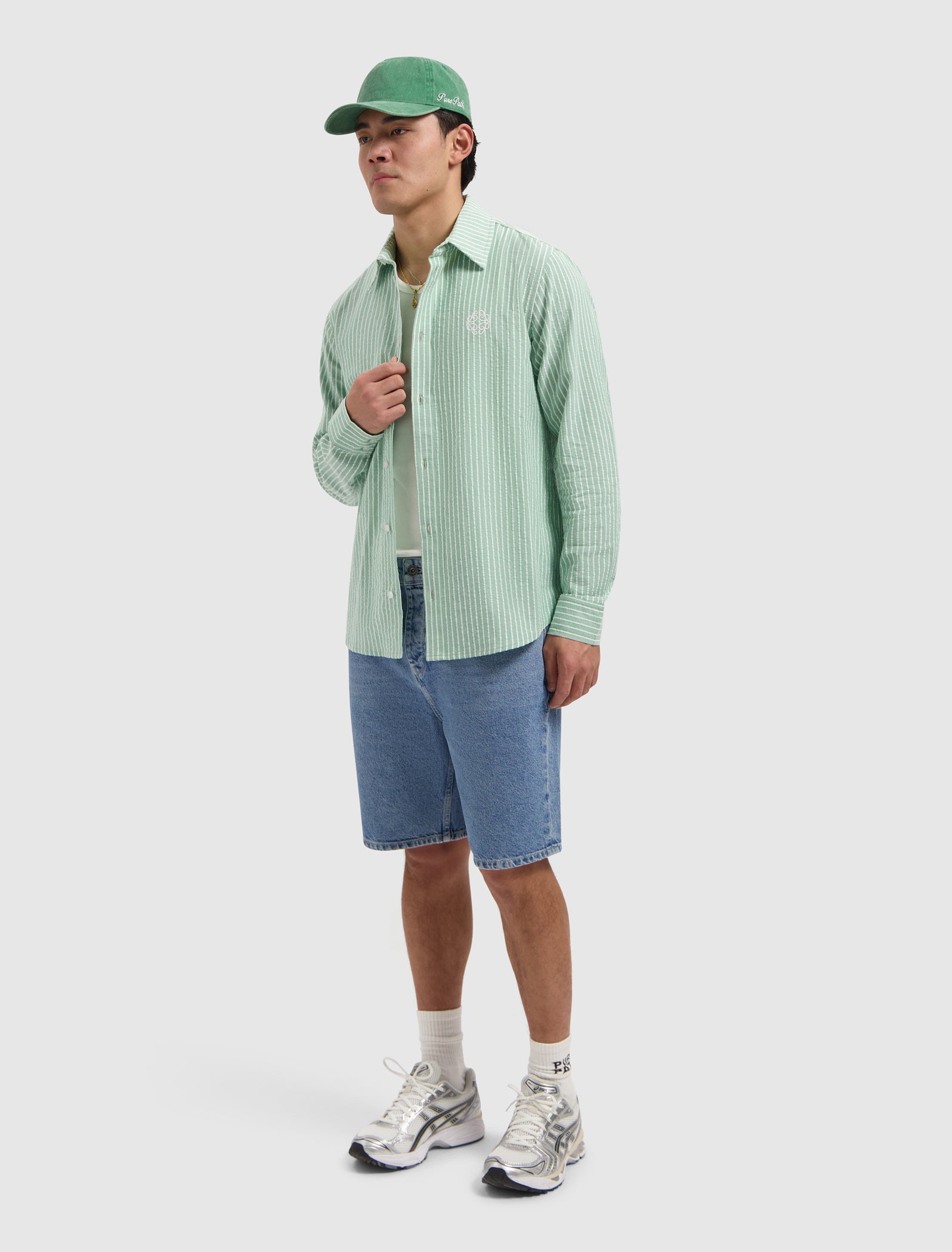 Striped Seersucker Shirt | Emerald