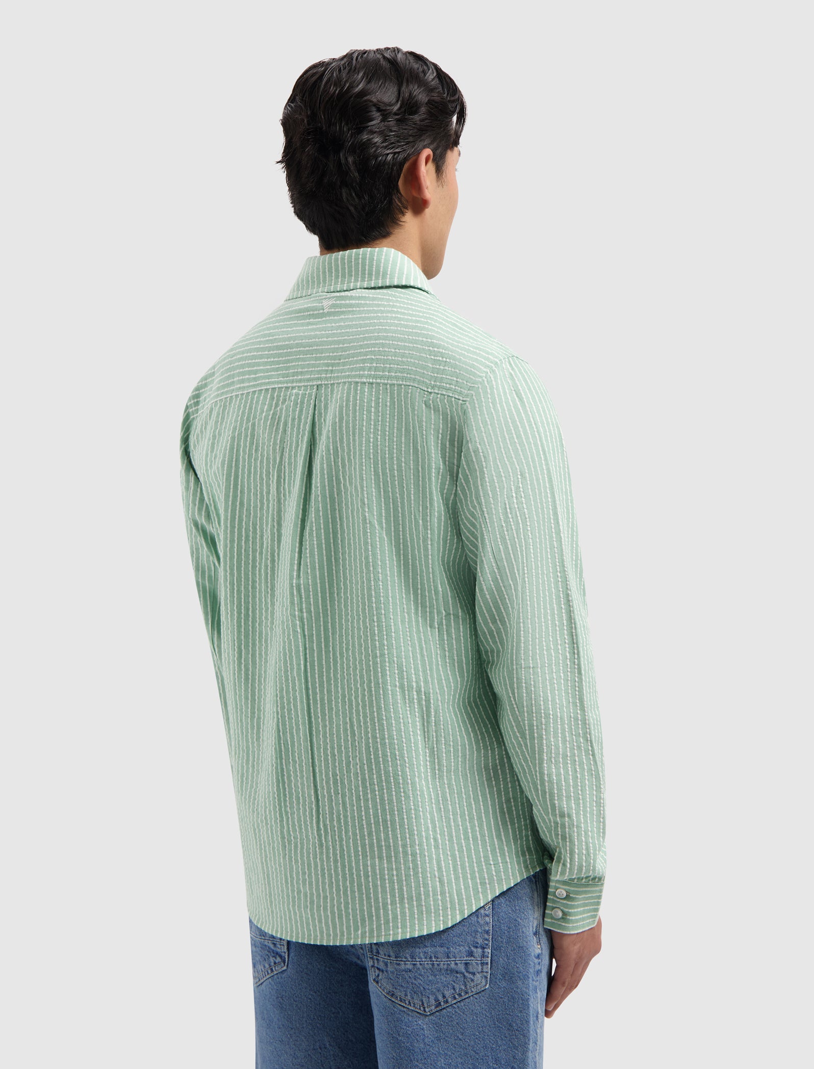 Striped Seersucker Shirt | Emerald