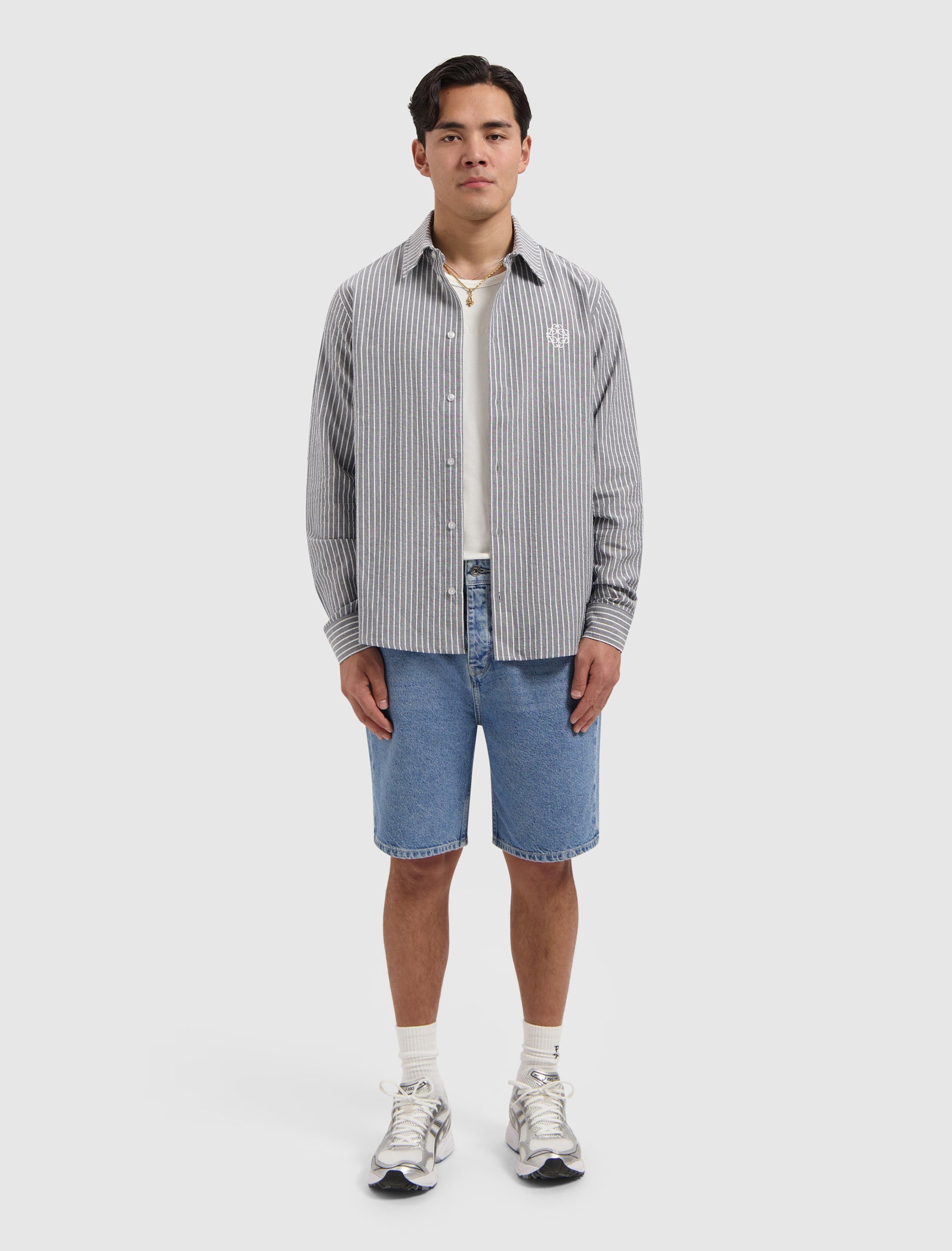 Striped Seersucker Shirt | Dark Navy