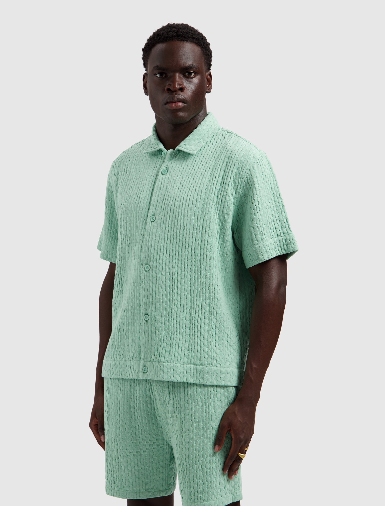 Structured Dobby Weave Shortsleeve Shirt | Mint