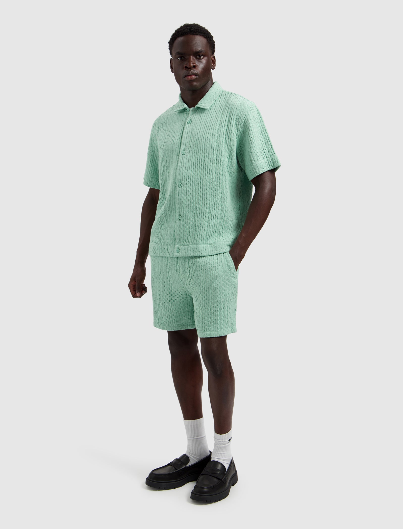 Structured Dobby Weave Shortsleeve Shirt | Mint