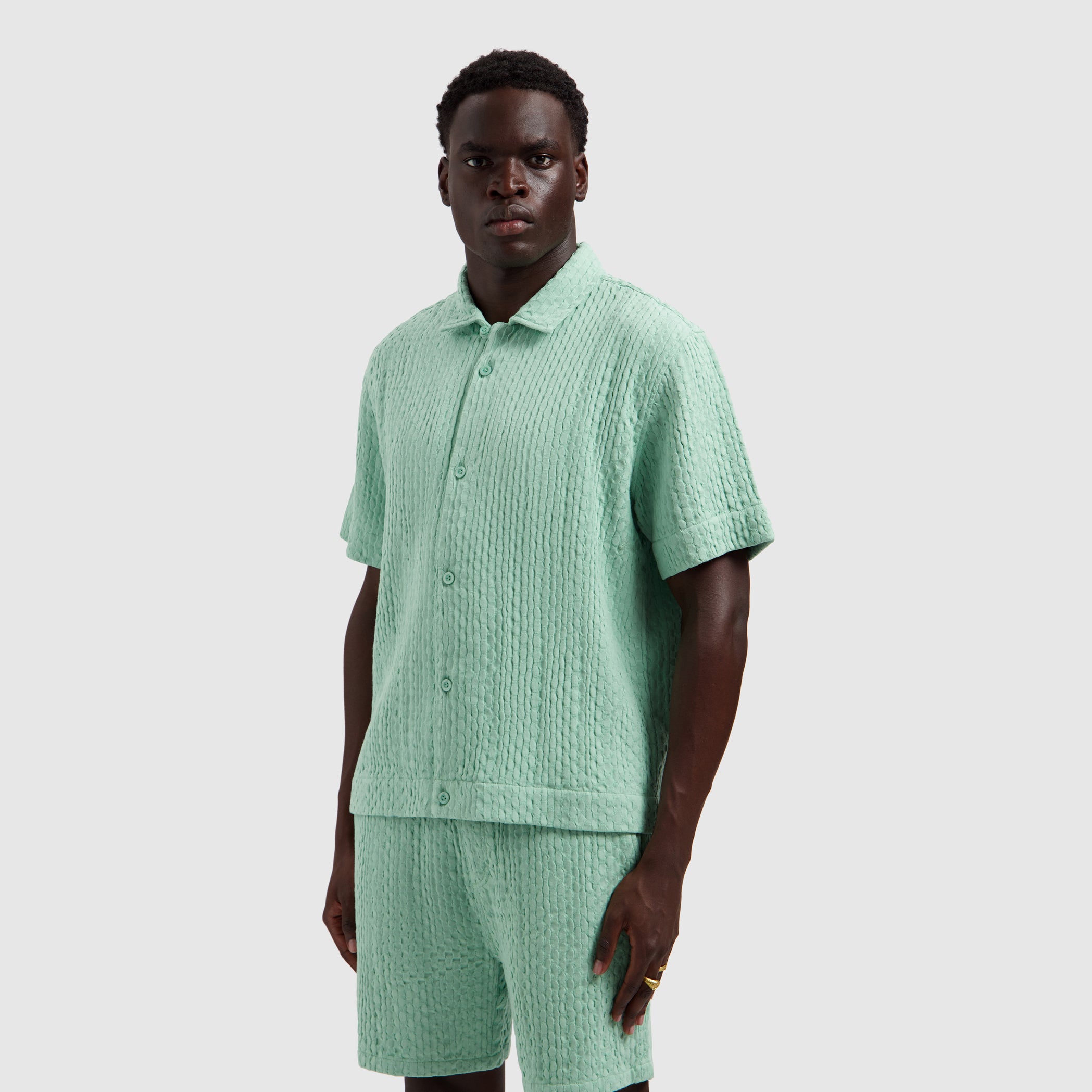Structured Dobby Weave Shortsleeve Shirt | Mint