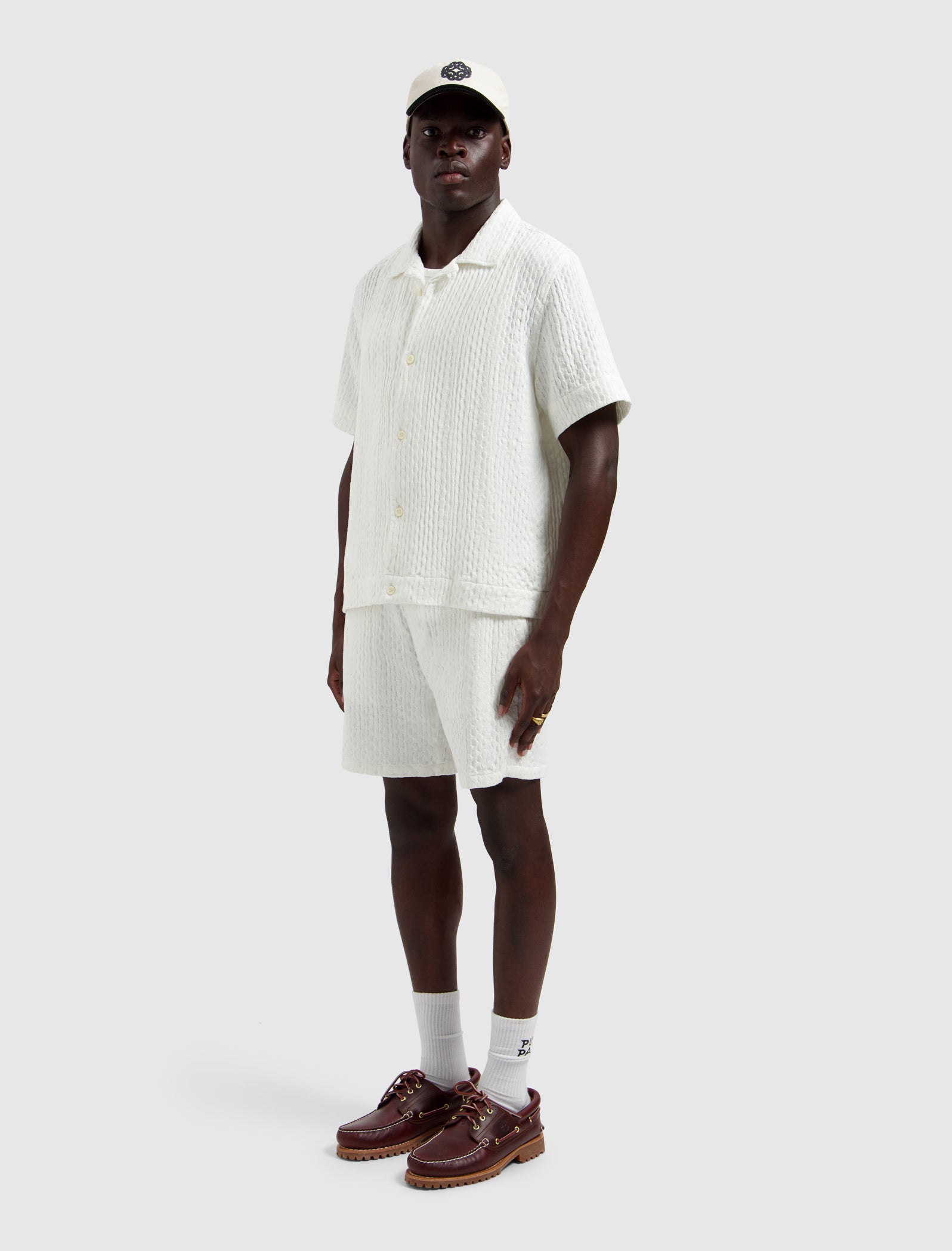 Structured Dobby Weave Shortsleeve Shirt | Off White