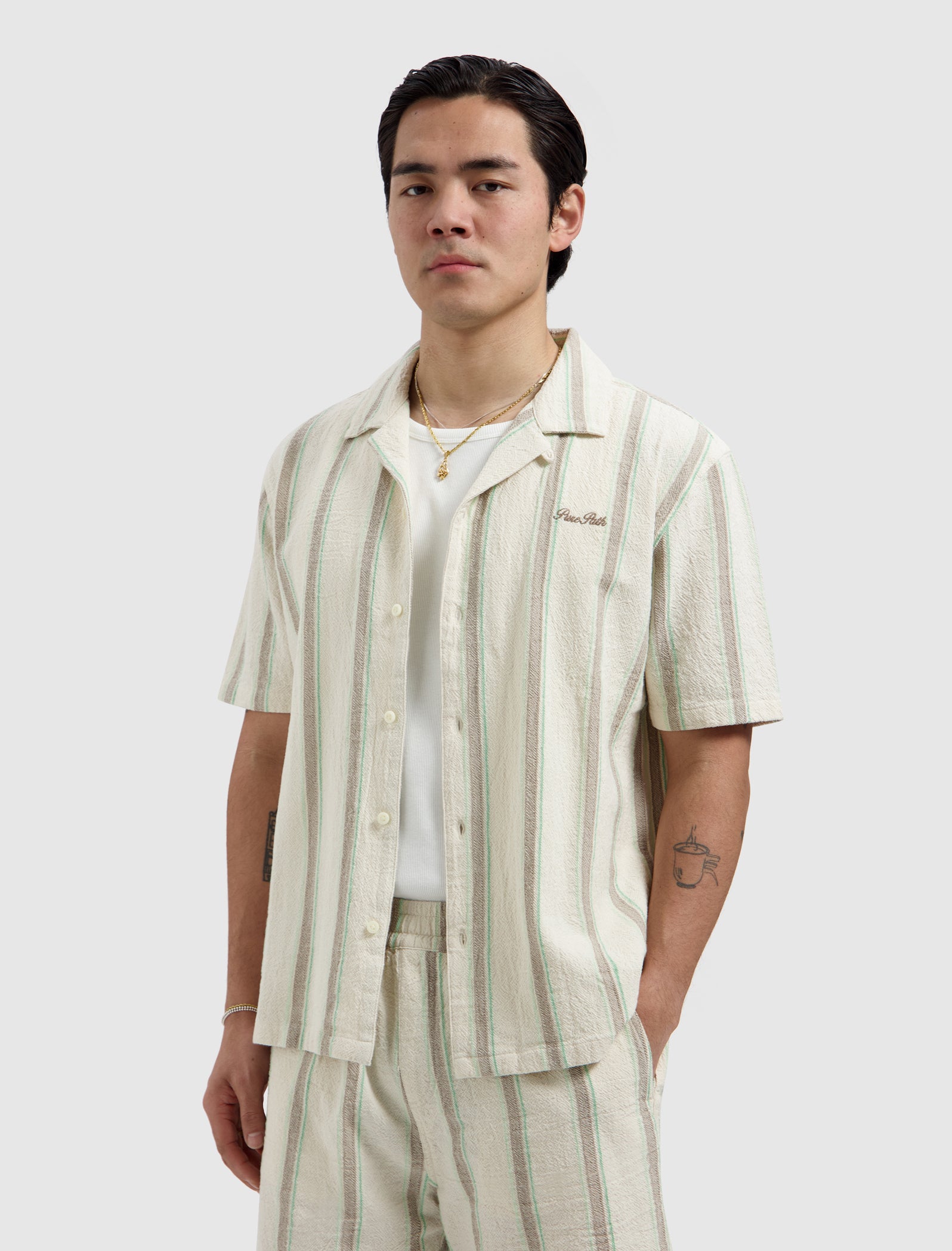 Striped Shortsleeve Shirt | Ecru