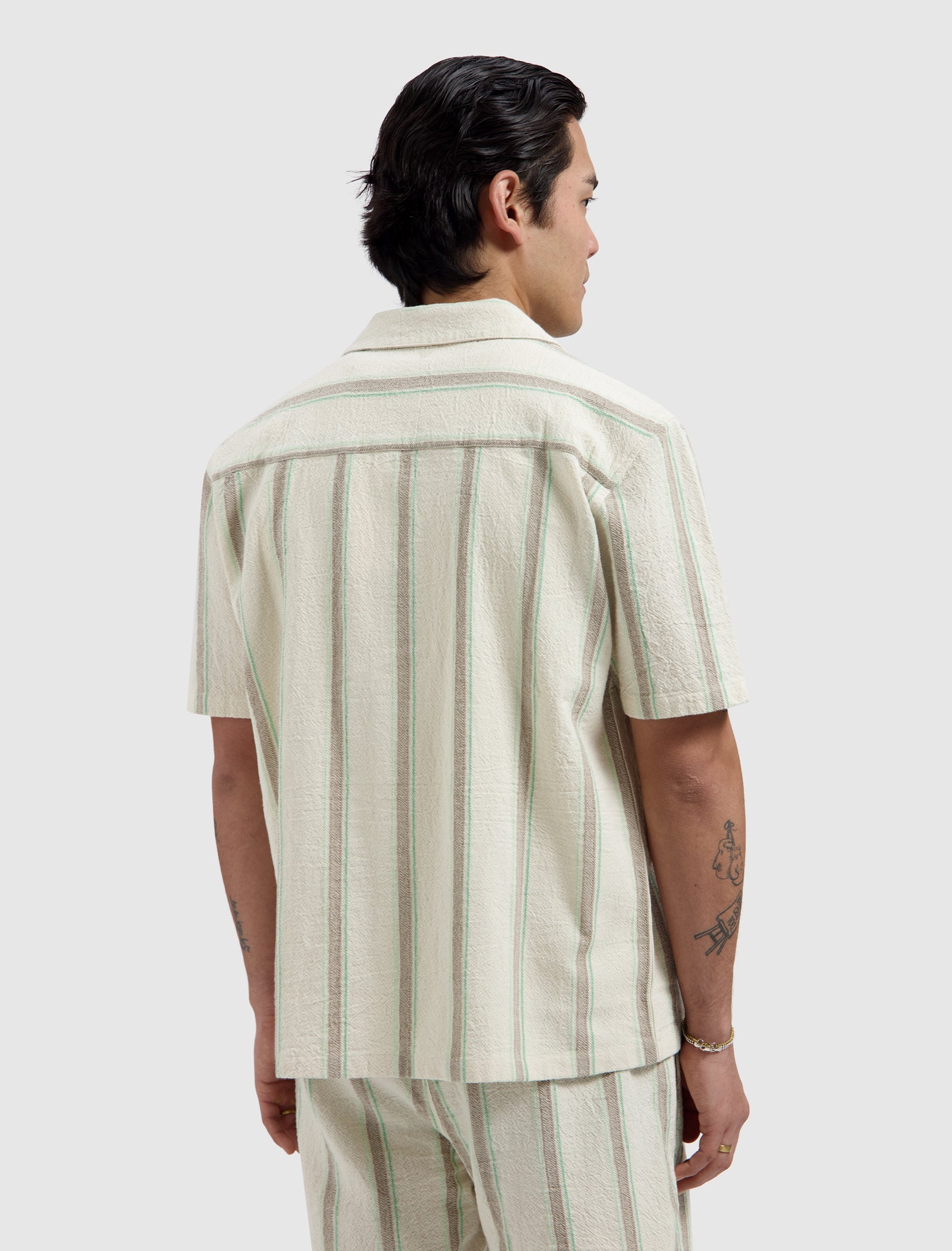 Striped Shortsleeve Shirt | Ecru