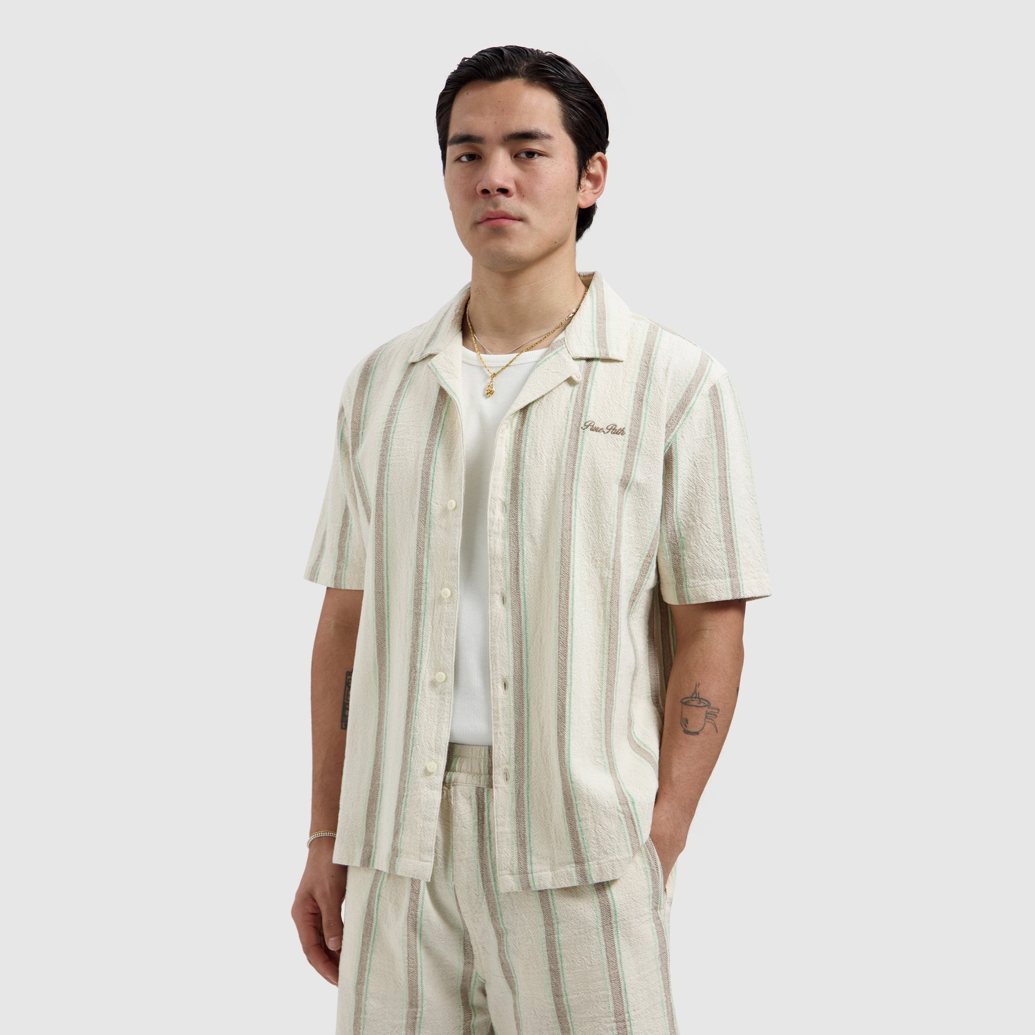 Striped Shortsleeve Shirt | Ecru
