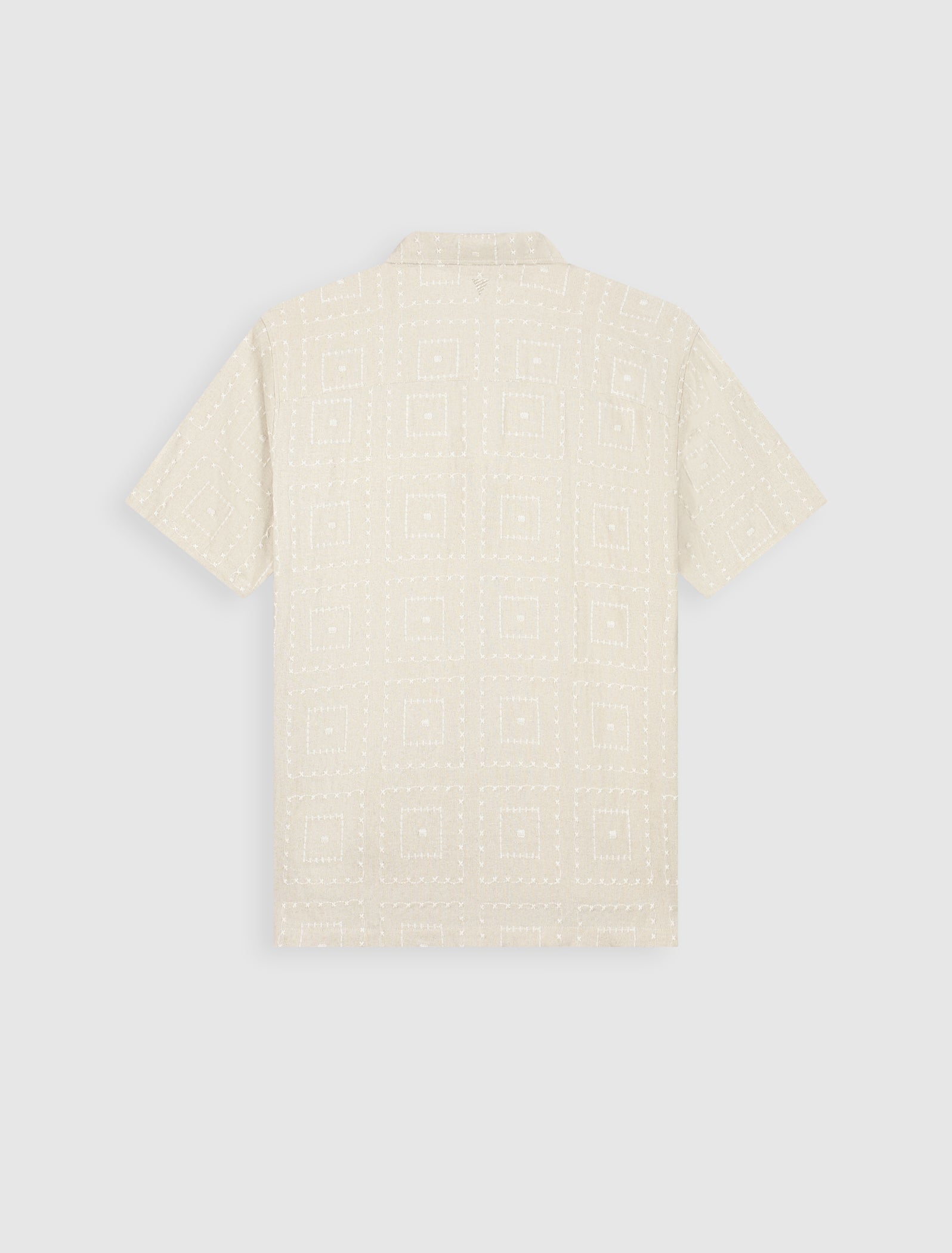Squares Embroidery Shortsleeve Shirt | Sand