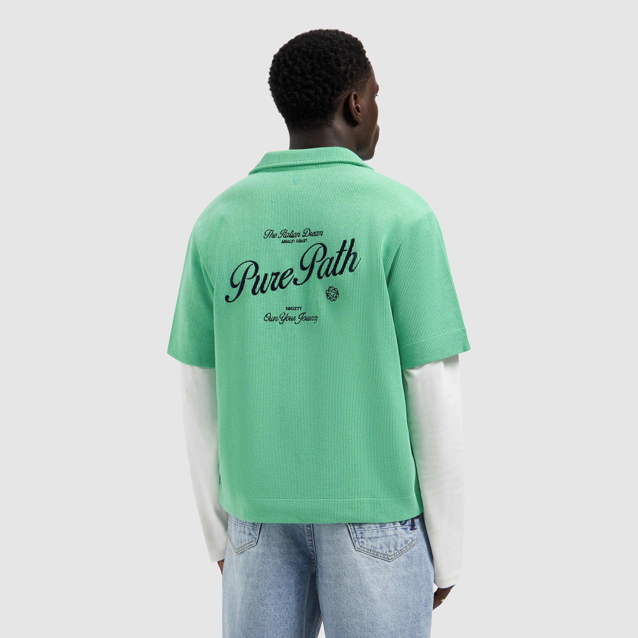 Italian Dream Full-zip Shortsleeve Shirt | Emerald