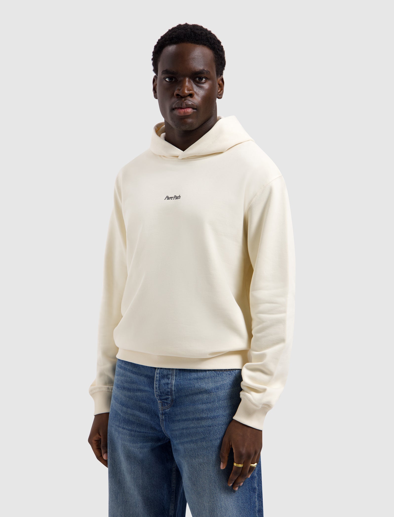 Bold Emblem Hoodie | Ecru